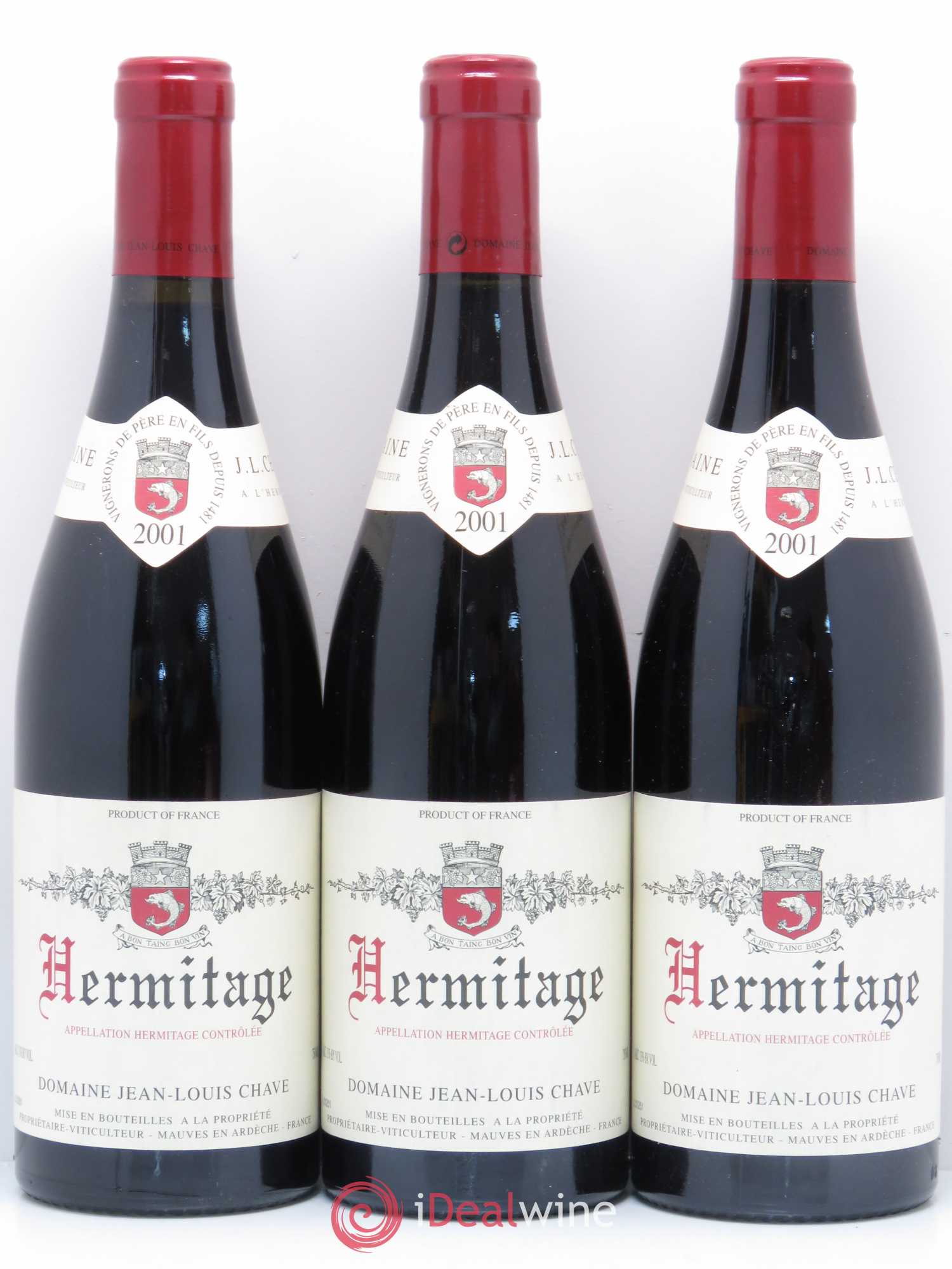 Hermitage Jean-Louis Chave 2001 - Lot de 3 bouteilles - 0