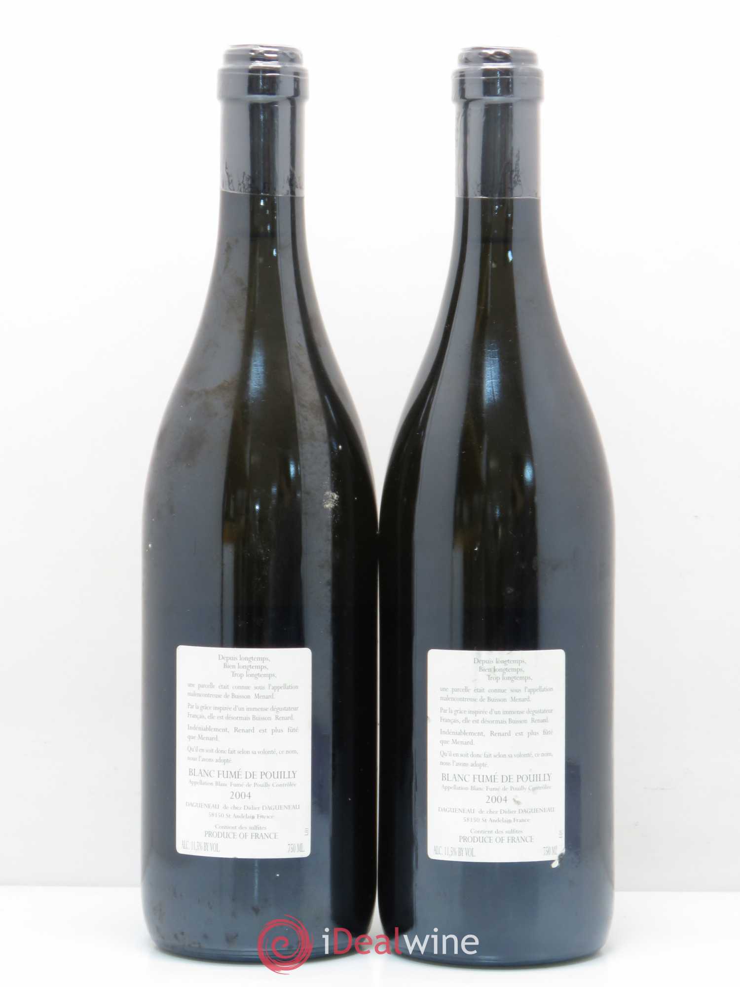 Vin de France (anciennement Pouilly-Fumé) Buisson Renard Dagueneau (Domaine Didier - Louis-Benjamin) 2004 - Lot de 2 bouteilles - 1