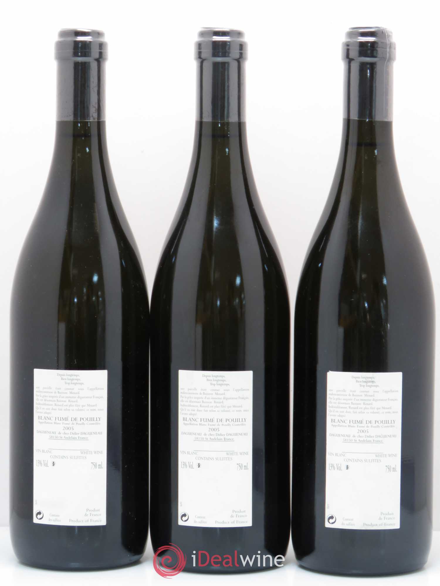 Vin de France (anciennement Pouilly-Fumé) Buisson Renard Dagueneau (Domaine Didier - Louis-Benjamin) 2005 - Lot de 3 bouteilles - 1