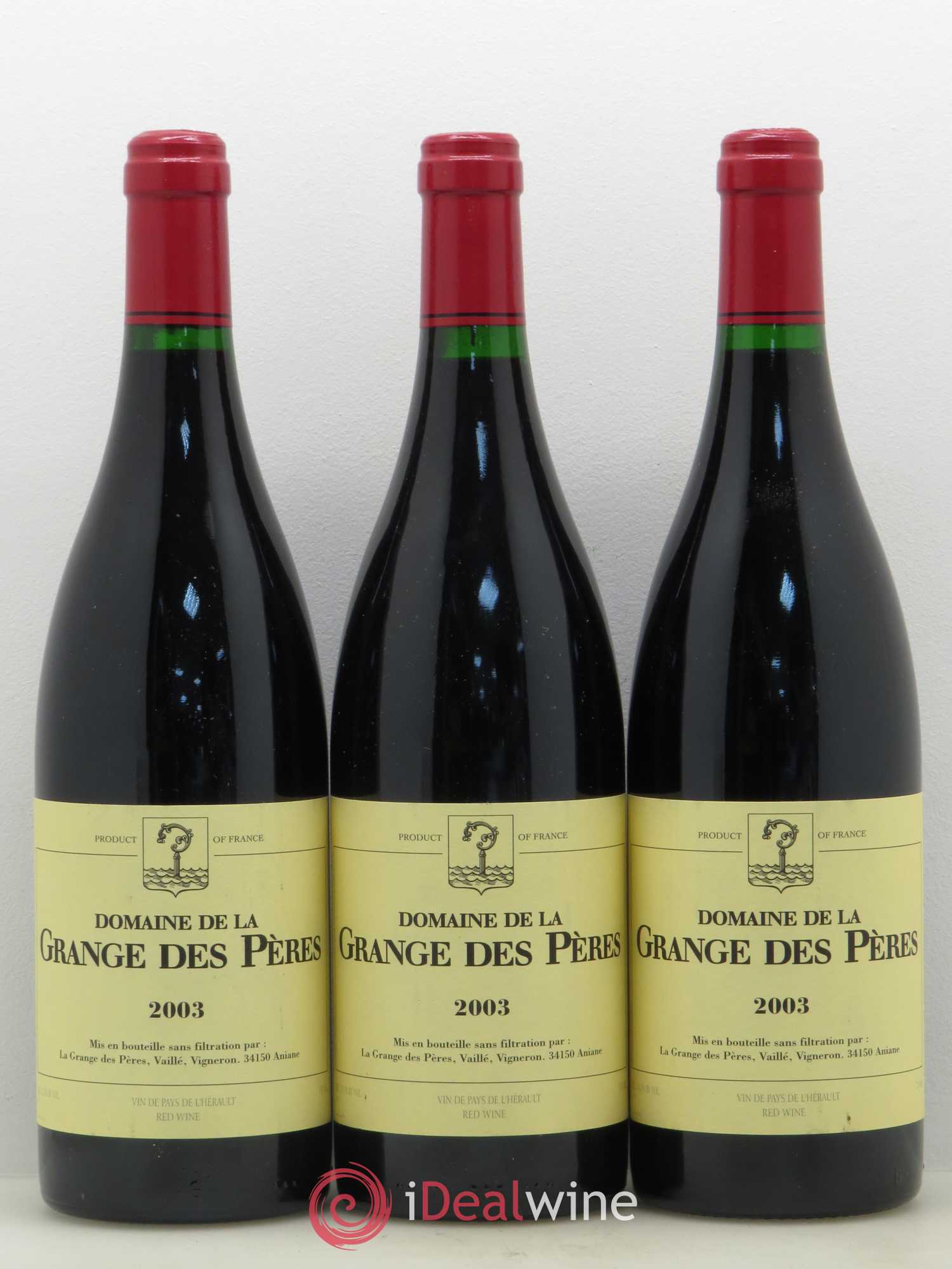 Pays d'Hérault Grange des Pères Laurent Vaillé 2003 - Lot de 3 bouteilles - 0