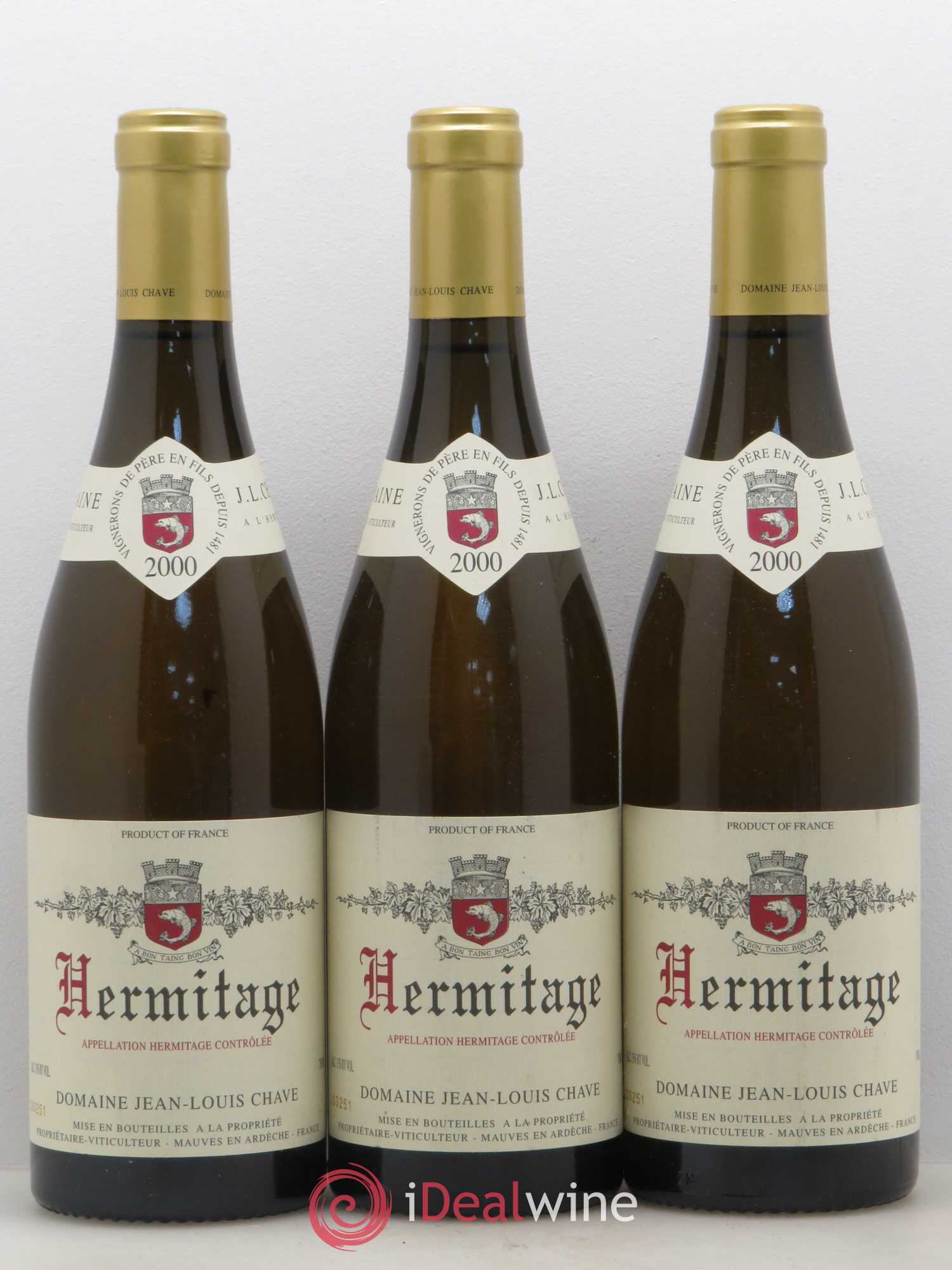 Hermitage Jean-Louis Chave 2000 - Lot de 3 bouteilles - 0