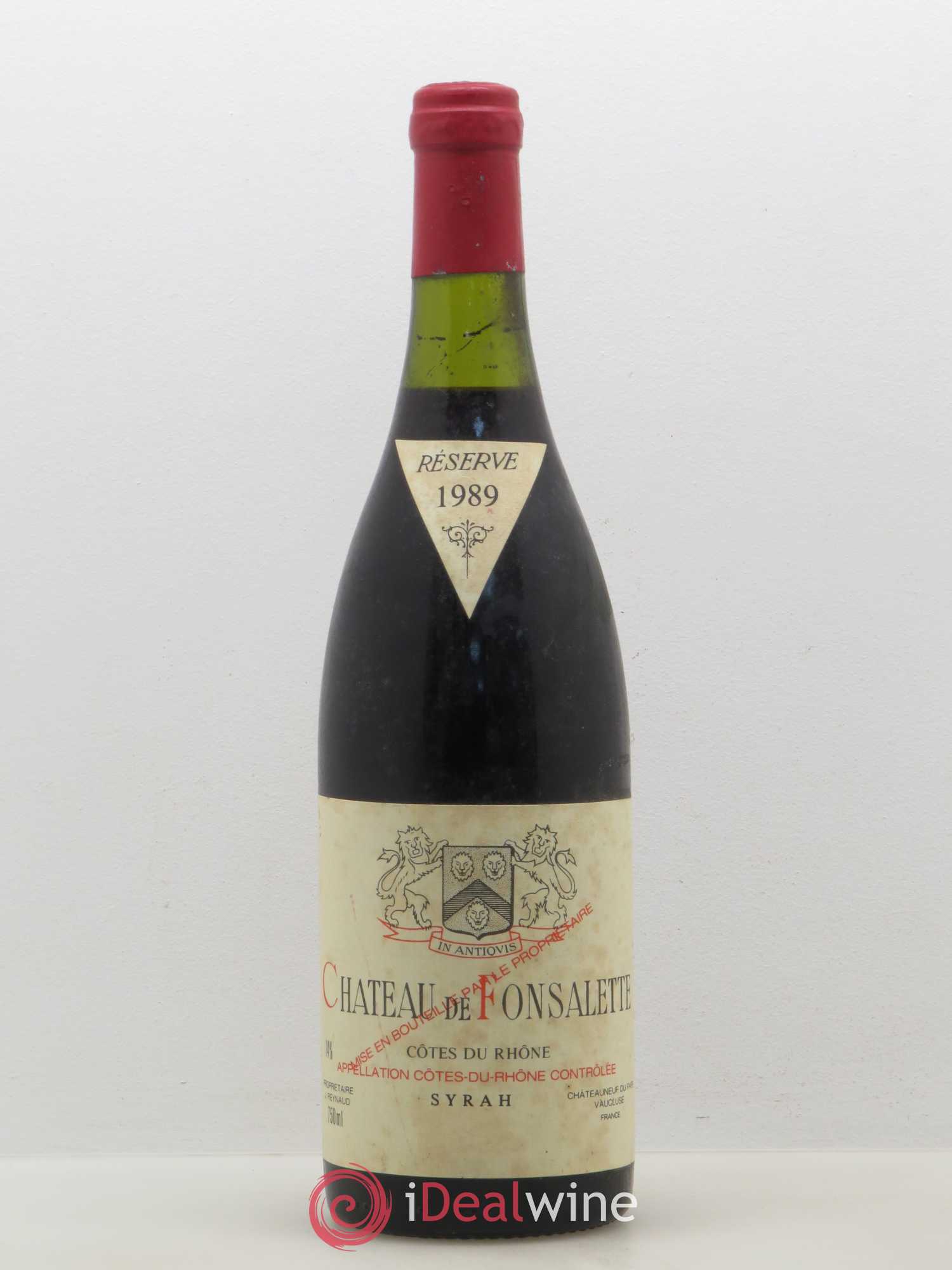 Côtes-du-Rhône Cuvée Syrah Château de Fonsalette 1989 - Lot de 1 bouteille - 0