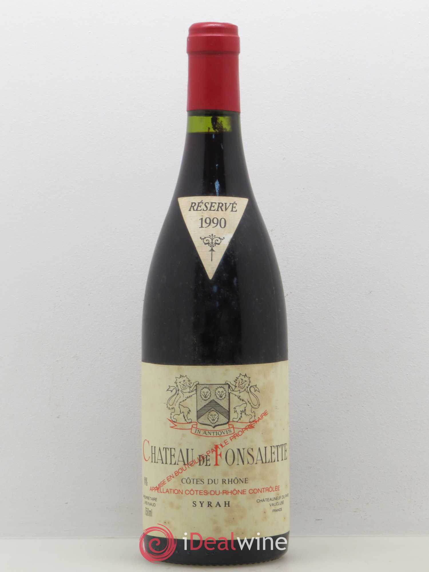 Côtes-du-Rhône Cuvée Syrah Château de Fonsalette 1990 - Lot de 1 bouteille - 0