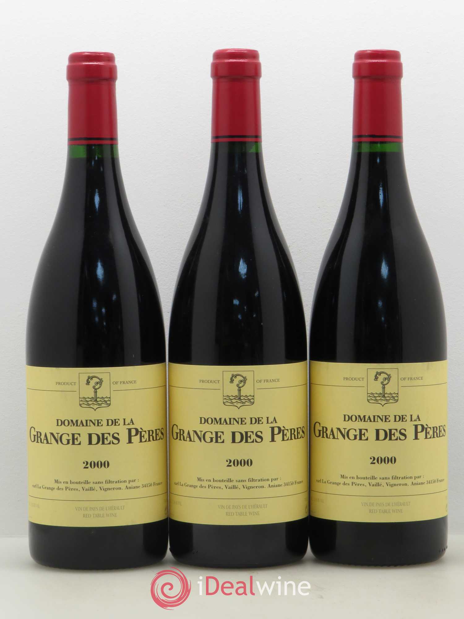 Pays d'Hérault Grange des Pères Laurent Vaillé 2000 - Lot de 3 bouteilles - 0