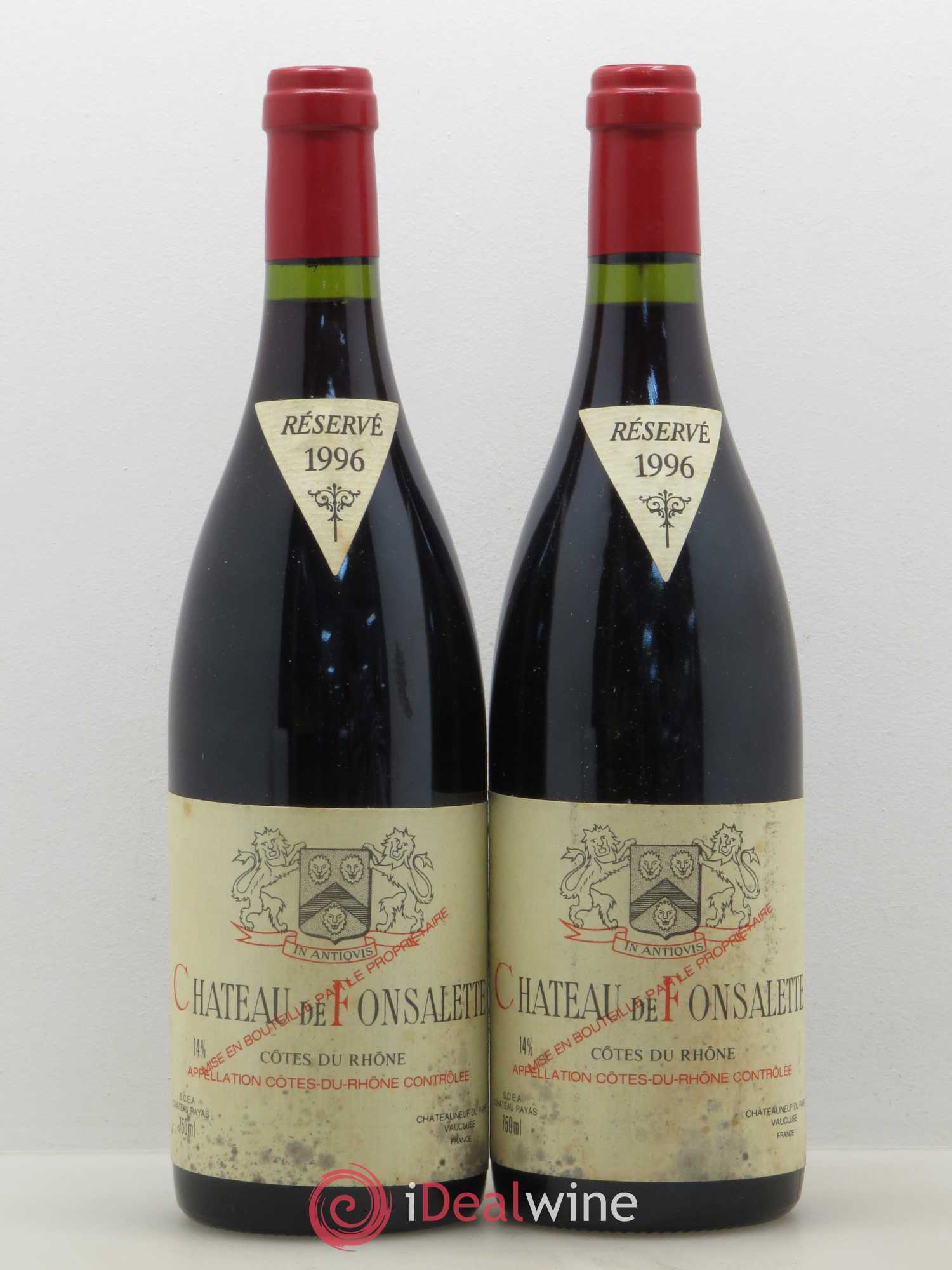 Côtes-du-Rhône Château de Fonsalette Emmanuel Reynaud 1996 - Lot de 2 bouteilles - 0