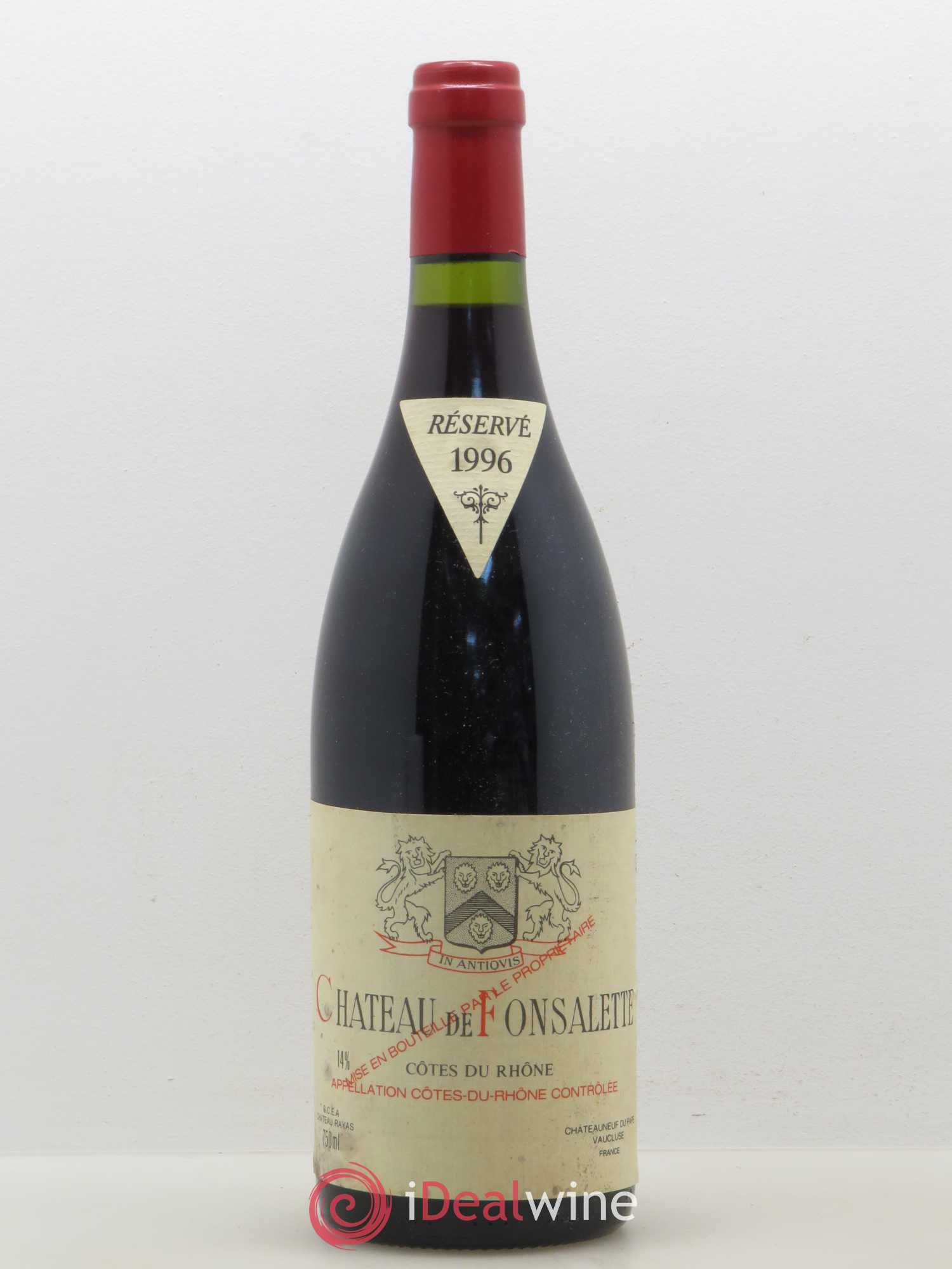 Côtes-du-Rhône Château de Fonsalette Emmanuel Reynaud 1996 - Lot de 1 bouteille - 0