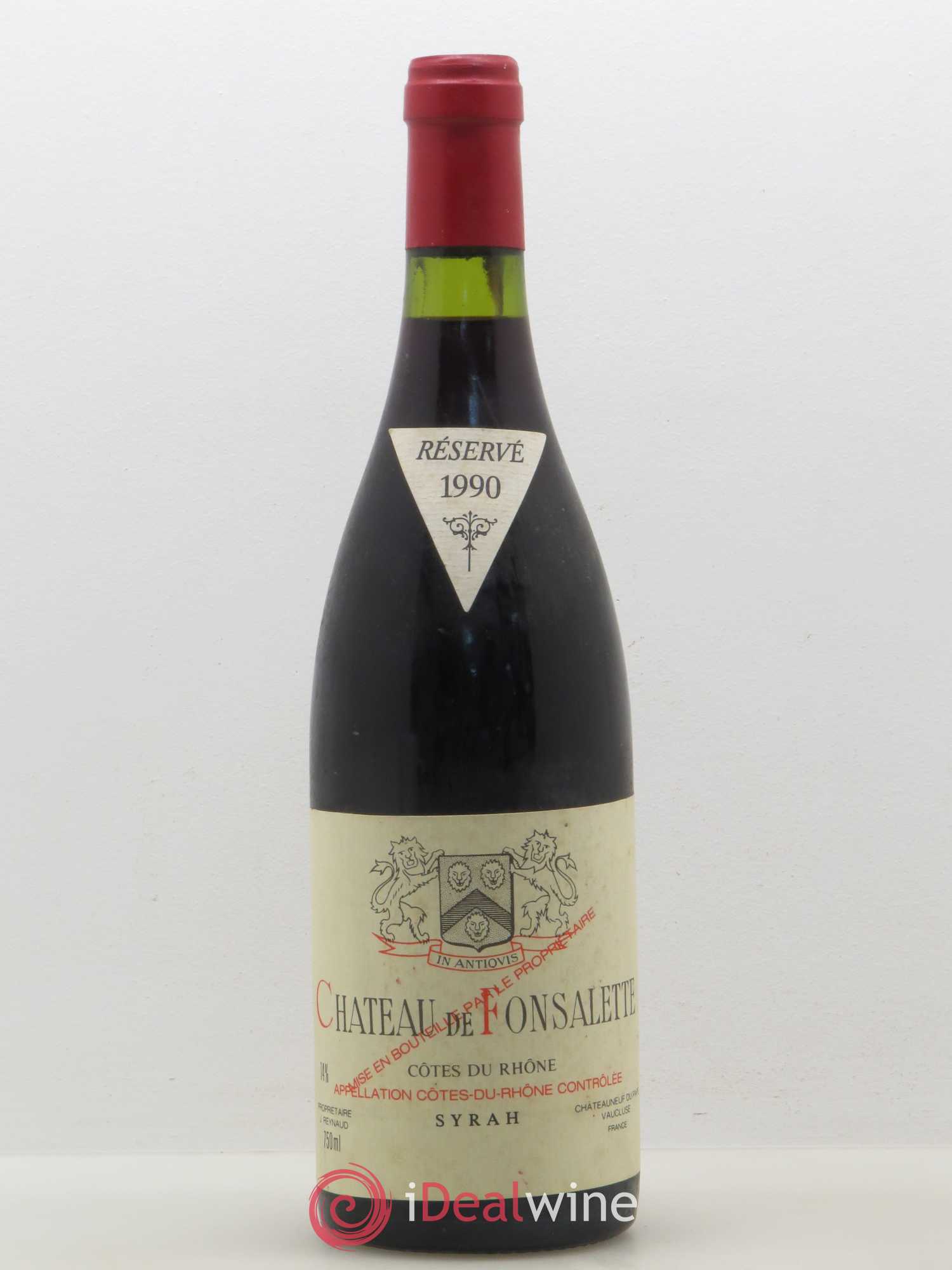 Côtes-du-Rhône Cuvée Syrah Château de Fonsalette 1990 - Lot de 1 bouteille - 0