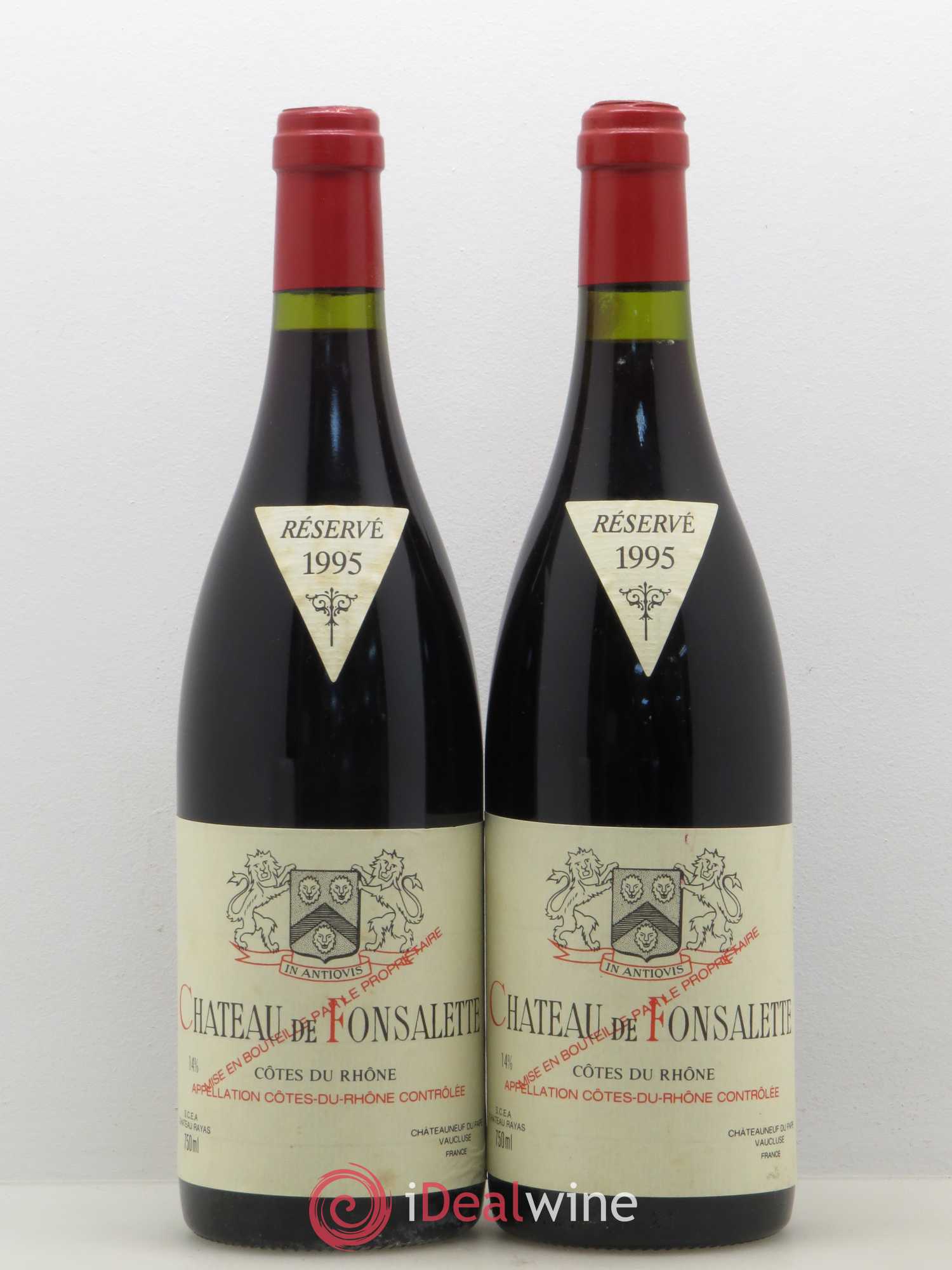 Côtes-du-Rhône Château de Fonsalette Emmanuel Reynaud 1995 - Lot de 2 bouteilles - 0