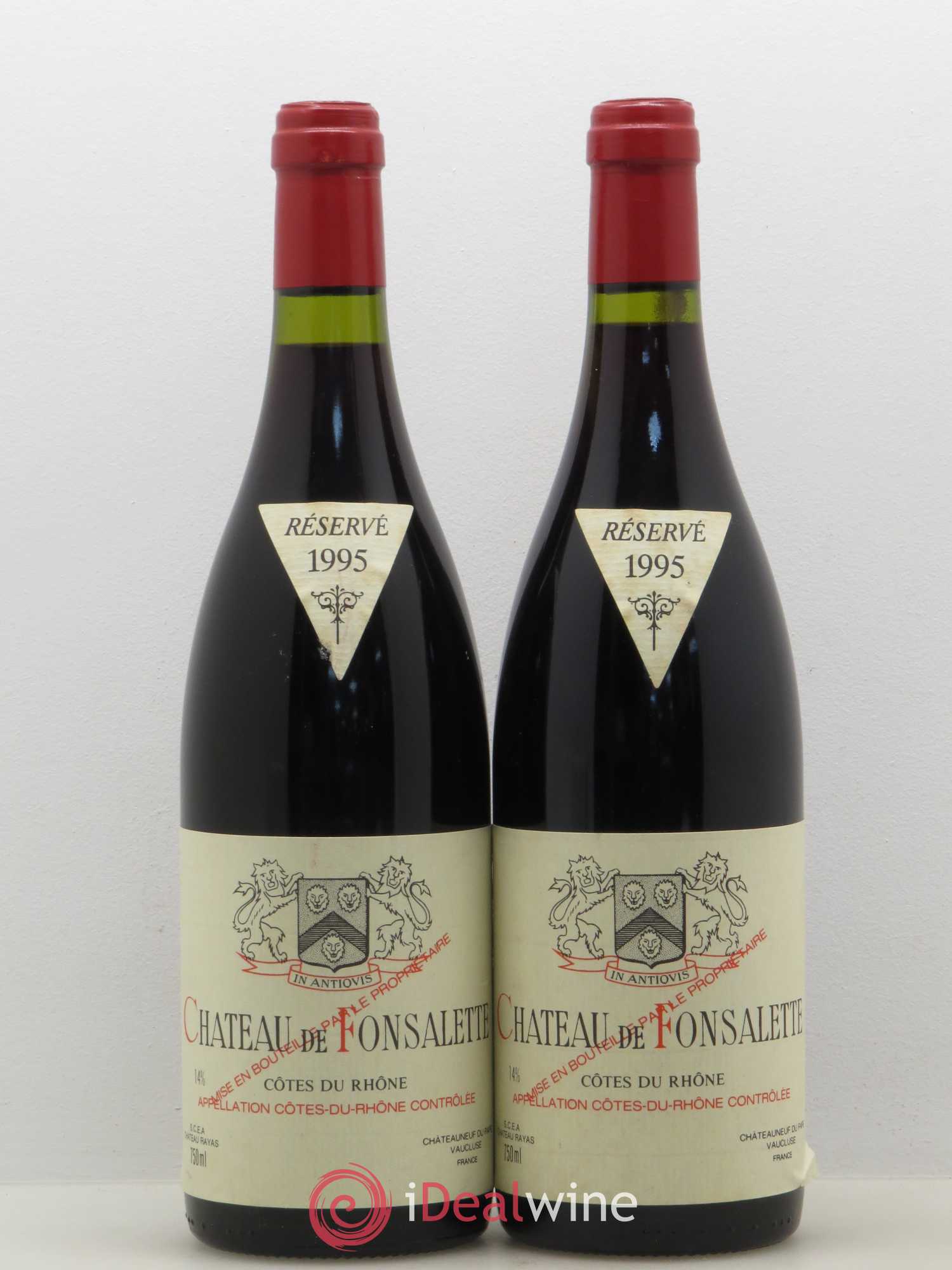 Côtes-du-Rhône Château de Fonsalette Emmanuel Reynaud 1995 - Lot de 2 bouteilles - 0