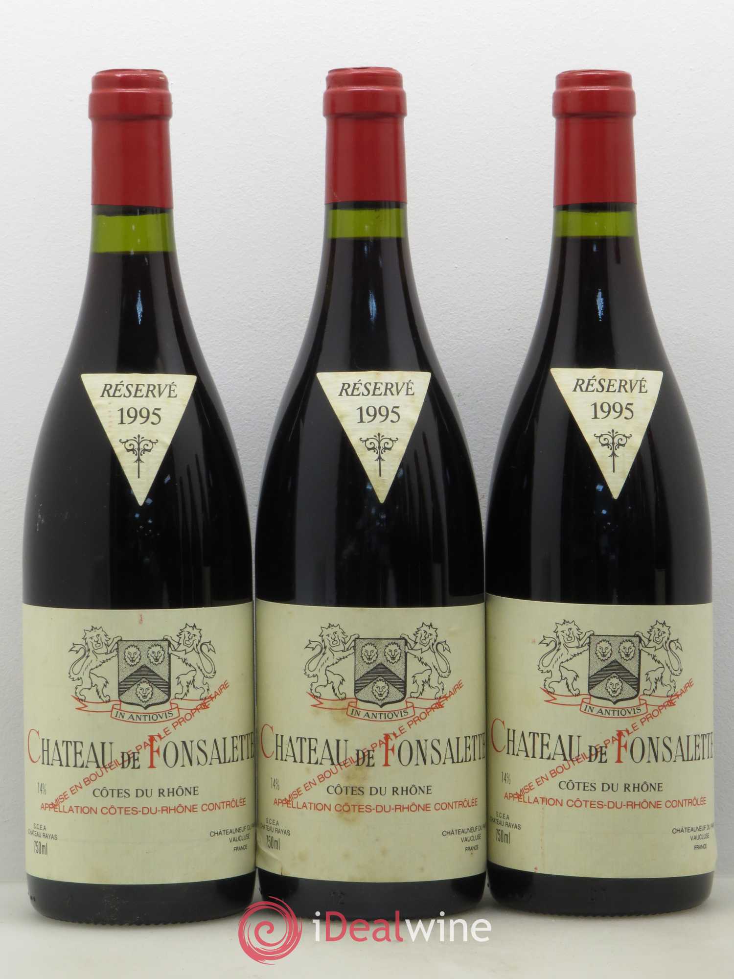 Côtes-du-Rhône Château de Fonsalette Emmanuel Reynaud 1995 - Lot de 6 bouteilles - 1