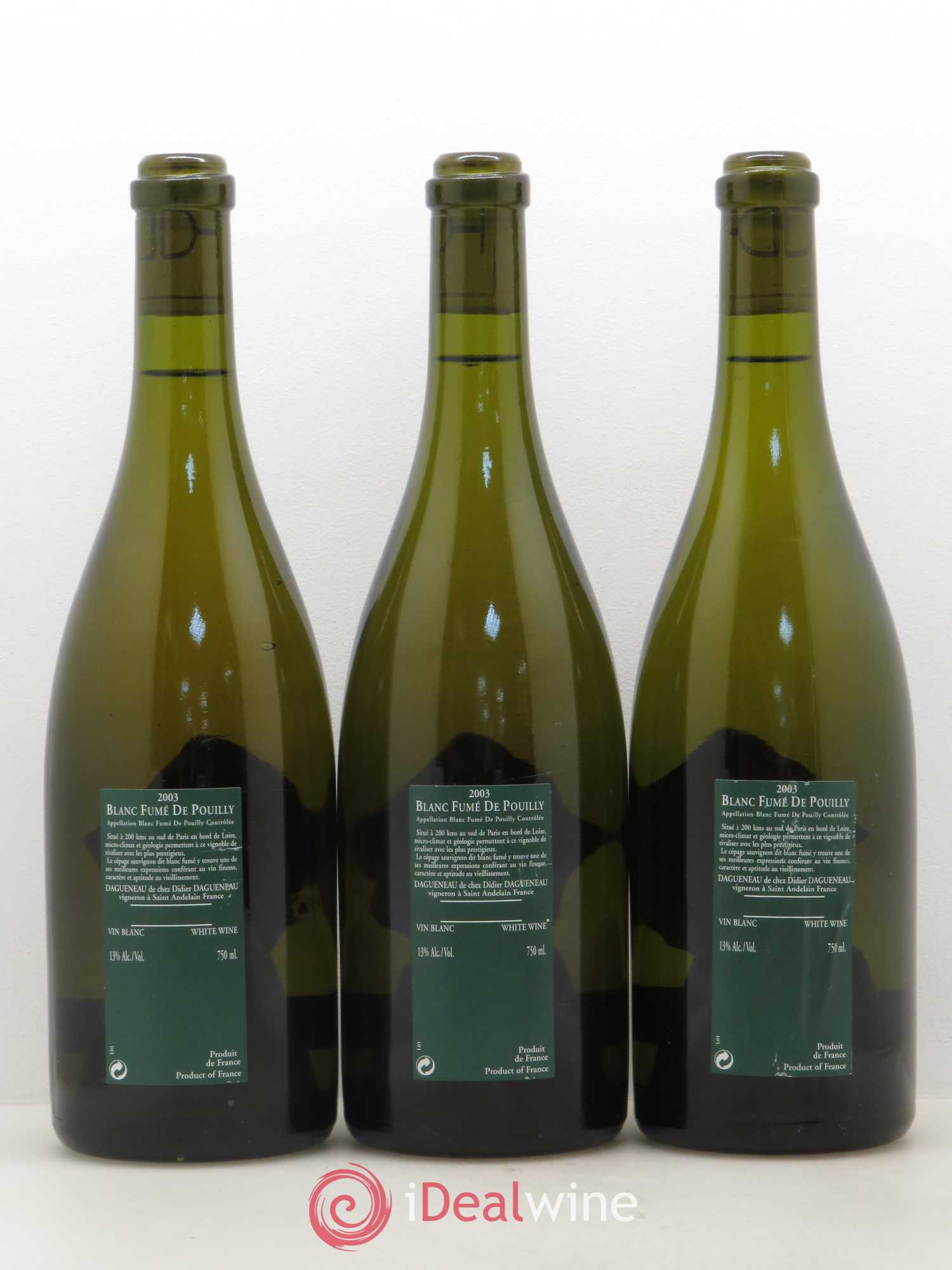 Vin de France (anciennement Pouilly-Fumé) Silex Dagueneau (Domaine Didier - Louis-Benjamin) 2003 - Lot de 3 bouteilles - 1