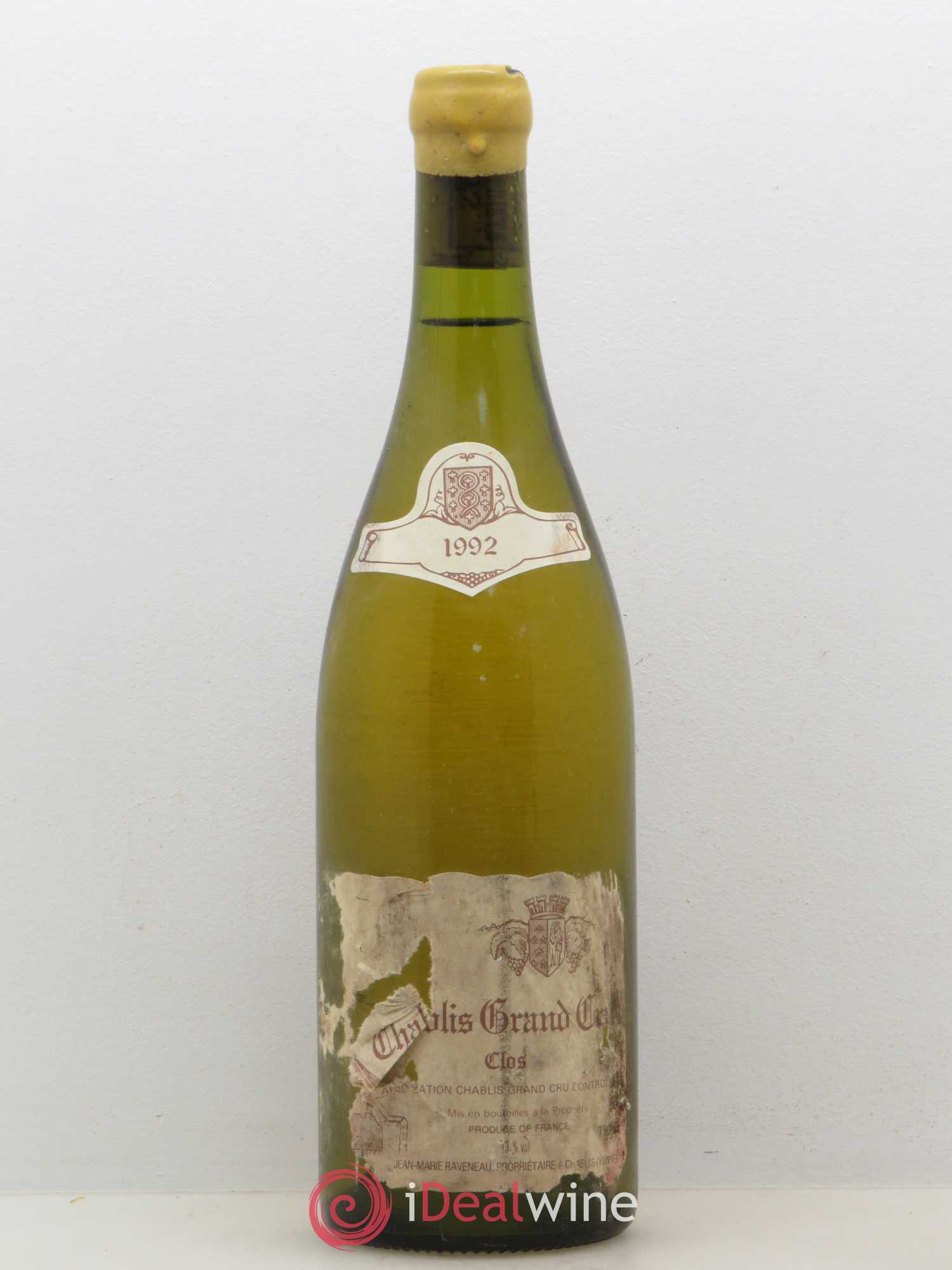 Chablis Grand Cru Clos Raveneau (Domaine) 1992 - Lot de 1 bouteille - 0