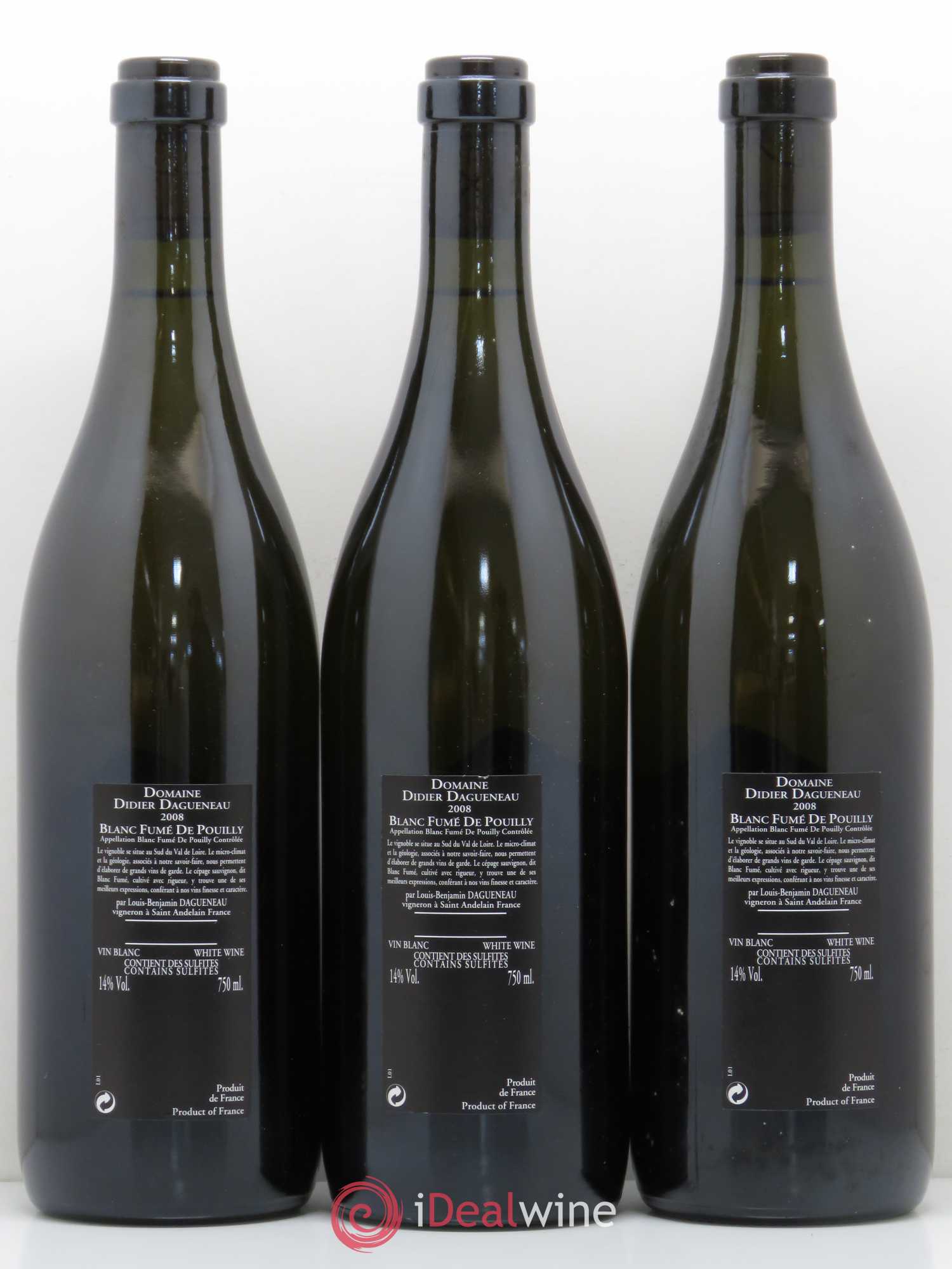 Vin de France (anciennement Pouilly-Fumé) Silex Dagueneau (Domaine Didier - Louis-Benjamin) 2008 - Lot de 3 bouteilles - 1