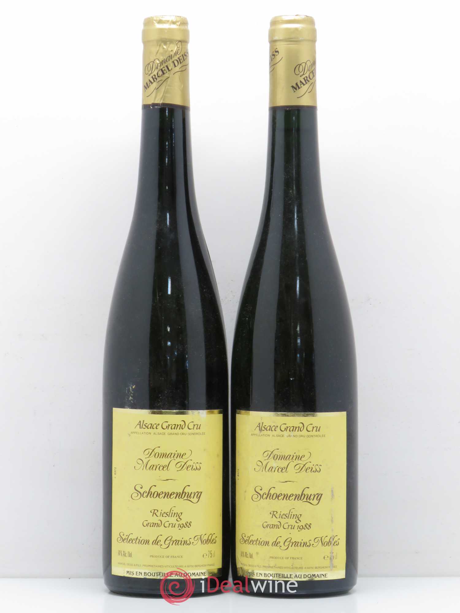Alsace Riesling Sélection de Grains Nobles Grand Cru Schoenenbourg Marcel Deiss (Domaine) 1988 - Lotto di 2 bottiglie - 0