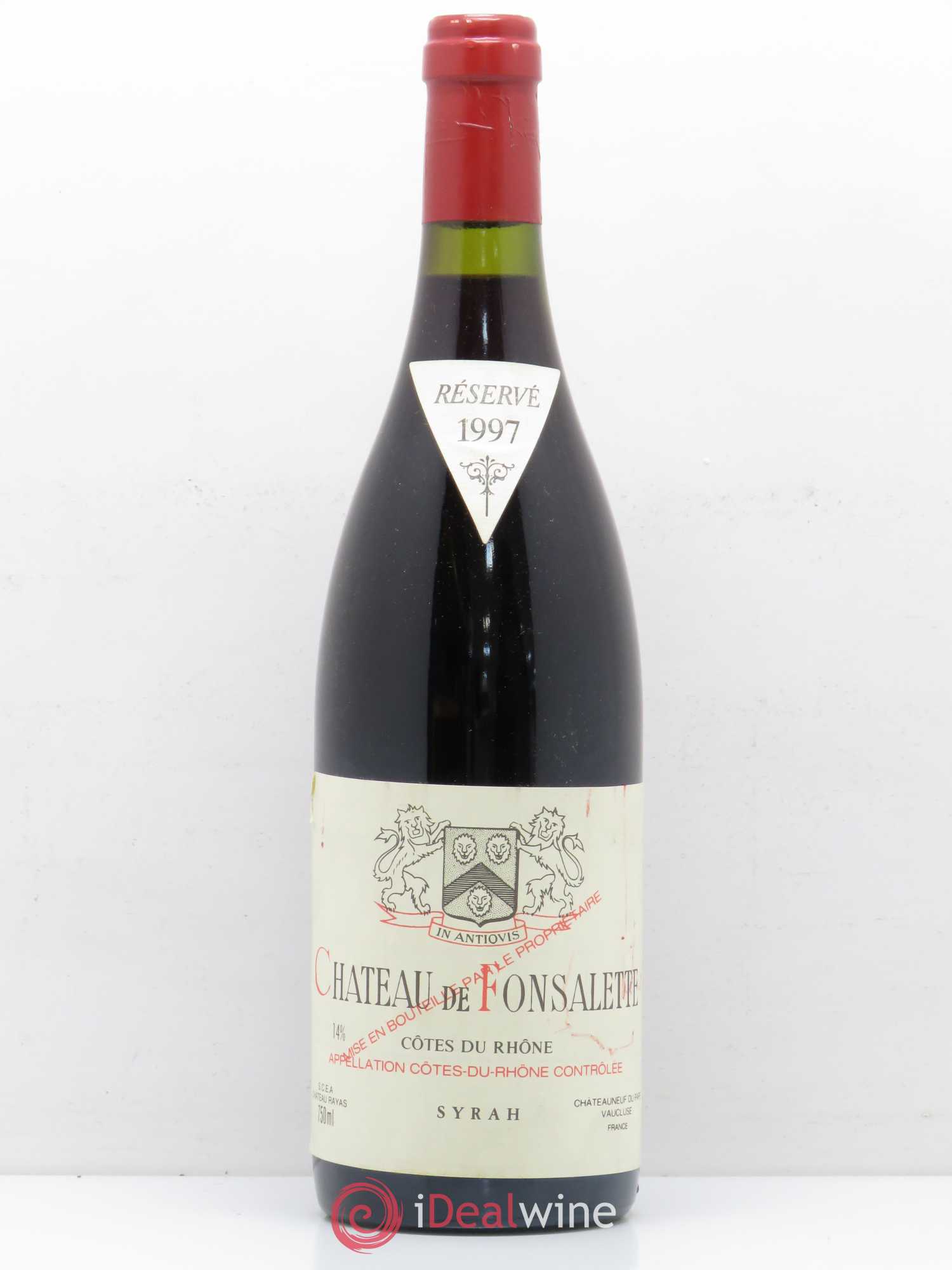 Côtes-du-Rhône Cuvée Syrah Château de Fonsalette 1997 - Lot de 1 bouteille - 0