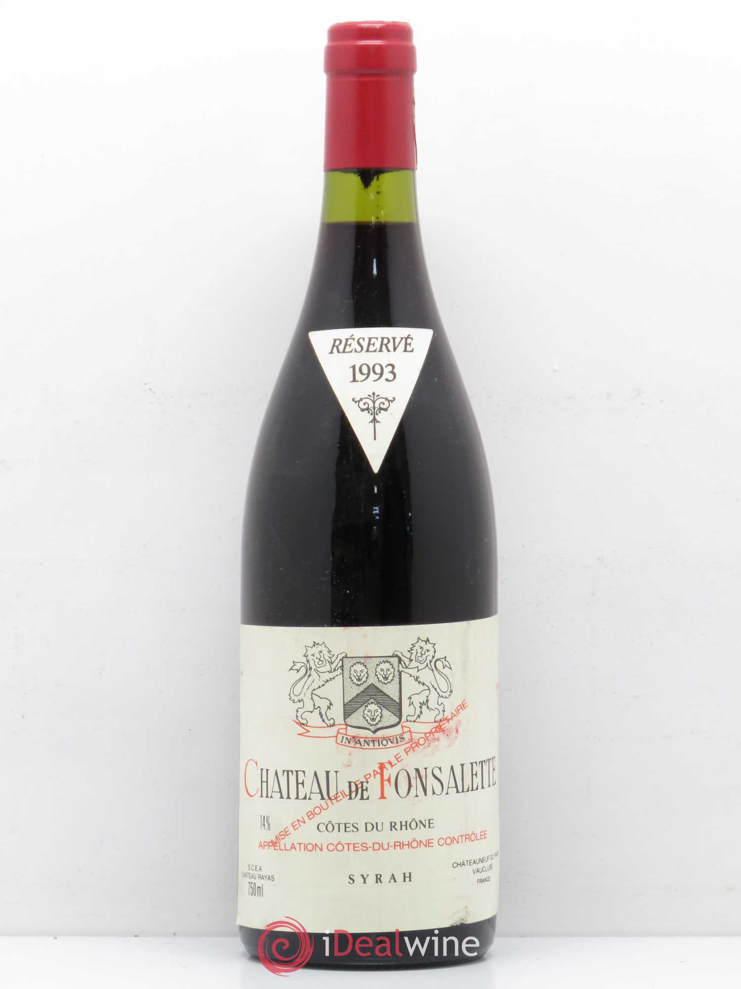 Côtes-du-Rhône Cuvée Syrah Château de Fonsalette 1993 - Lot de 1 bouteille - 0