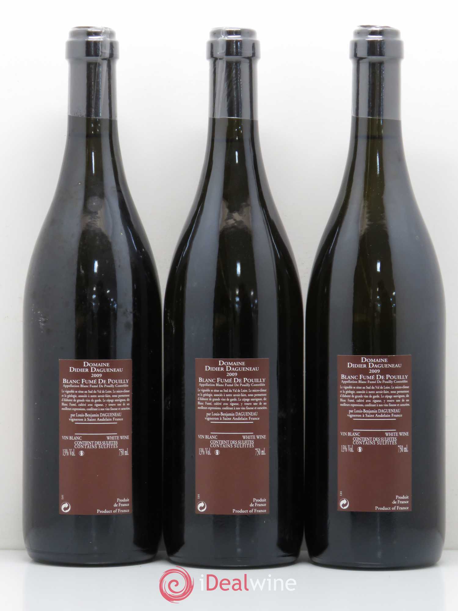 Vin de France (anciennement Pouilly-Fumé) Pur Sang Dagueneau (Domaine Didier - Louis-Benjamin) 2009 - Lot de 3 bouteilles - 1