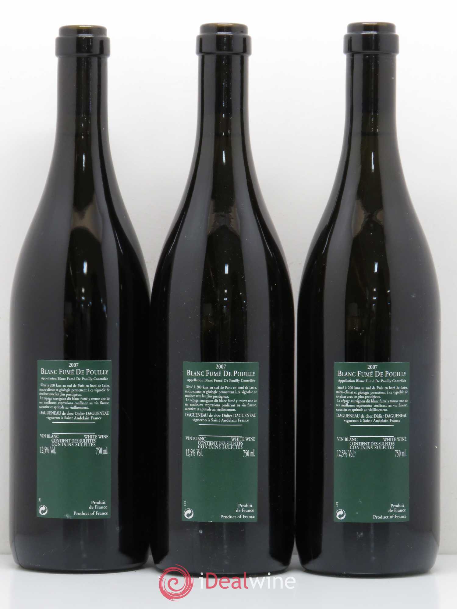 Vin de France (anciennement Pouilly-Fumé) Silex Dagueneau (Domaine Didier - Louis-Benjamin) 2007 - Lot de 3 bouteilles - 1