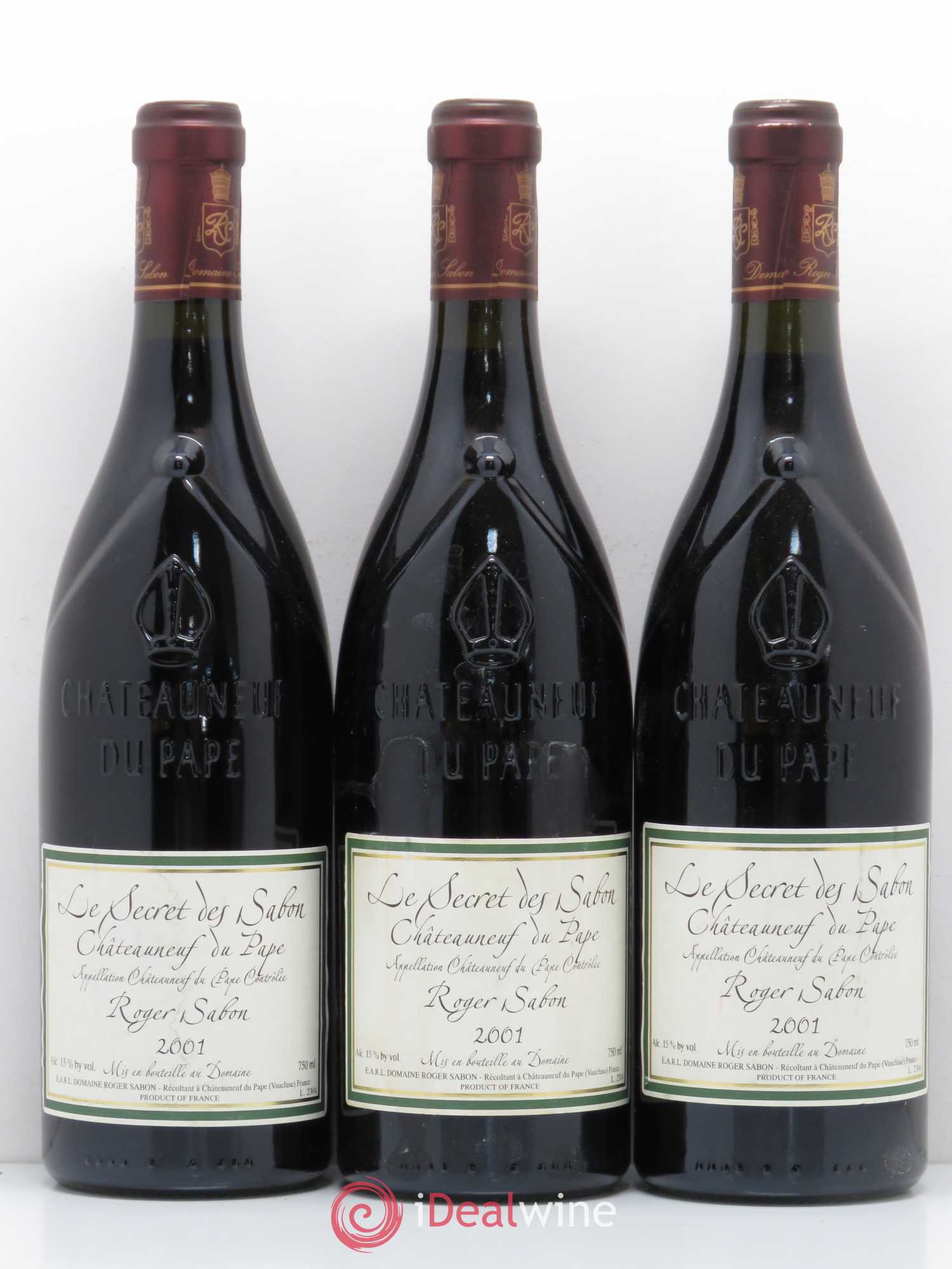 Châteauneuf-du-Pape Le Secret des Sabon Domaine Roger Sabon 2001 - Lot de 3 bouteilles - 0