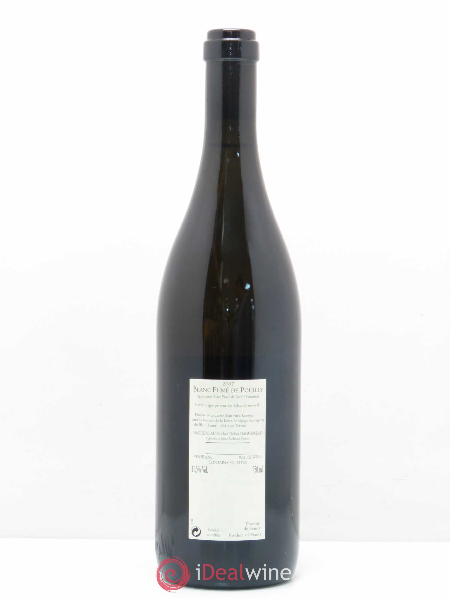 Pouilly-Fumé Blanc Fumé de Pouilly Dagueneau (Domaine Didier - Louis-Benjamin) 2007 - Lot de 1 bouteille - 1