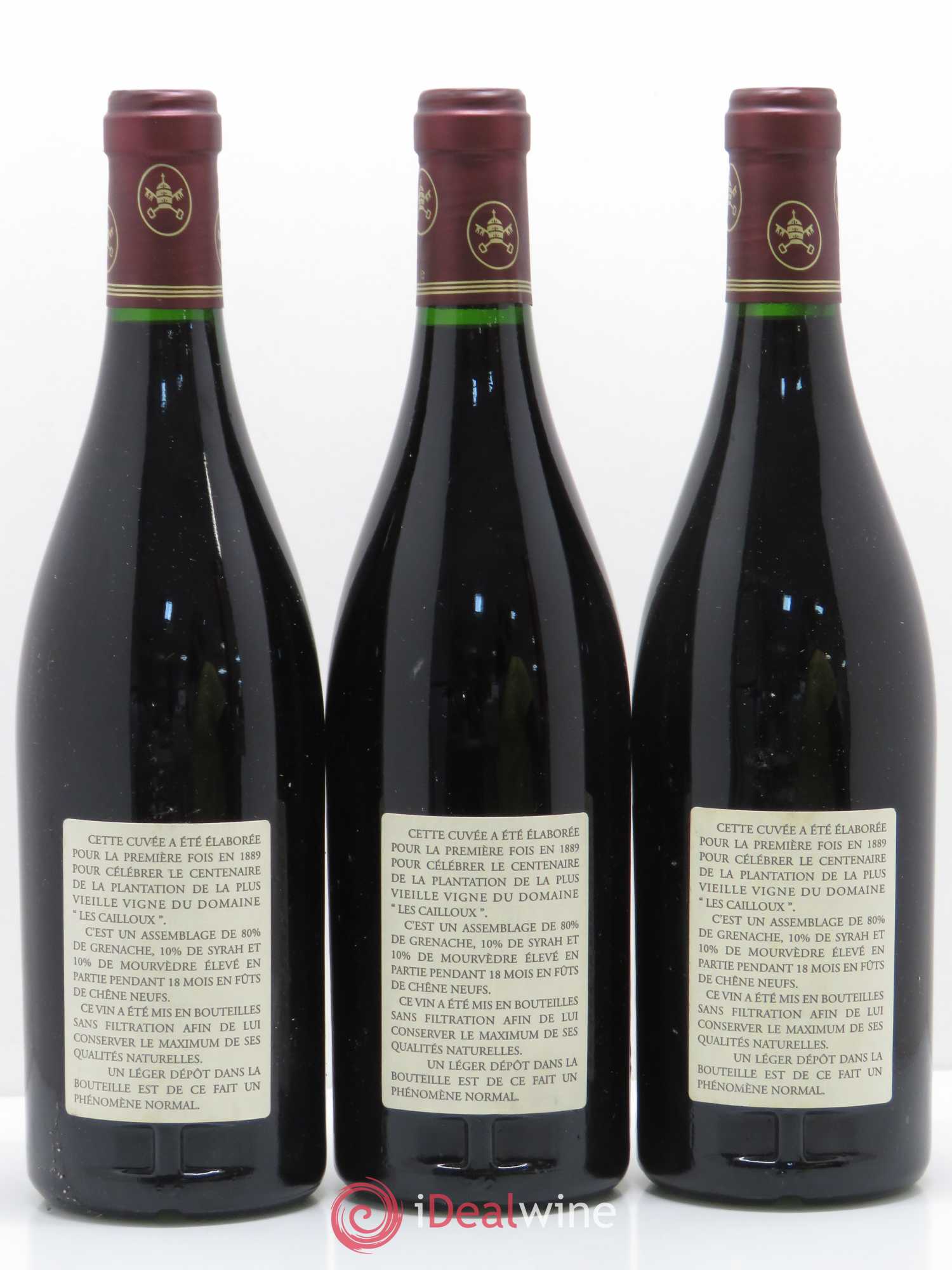 Châteauneuf-du-Pape Les Cailloux Cuvée Centenaire André Brunel 1998 - Lot de 3 bouteilles - 1
