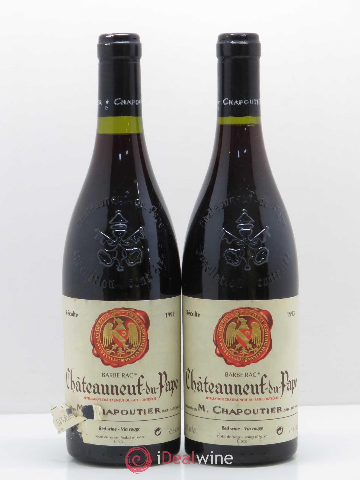Châteauneuf-du-Pape Barbe Rac Chapoutier 1993 - Lot de 2 bouteilles - 0