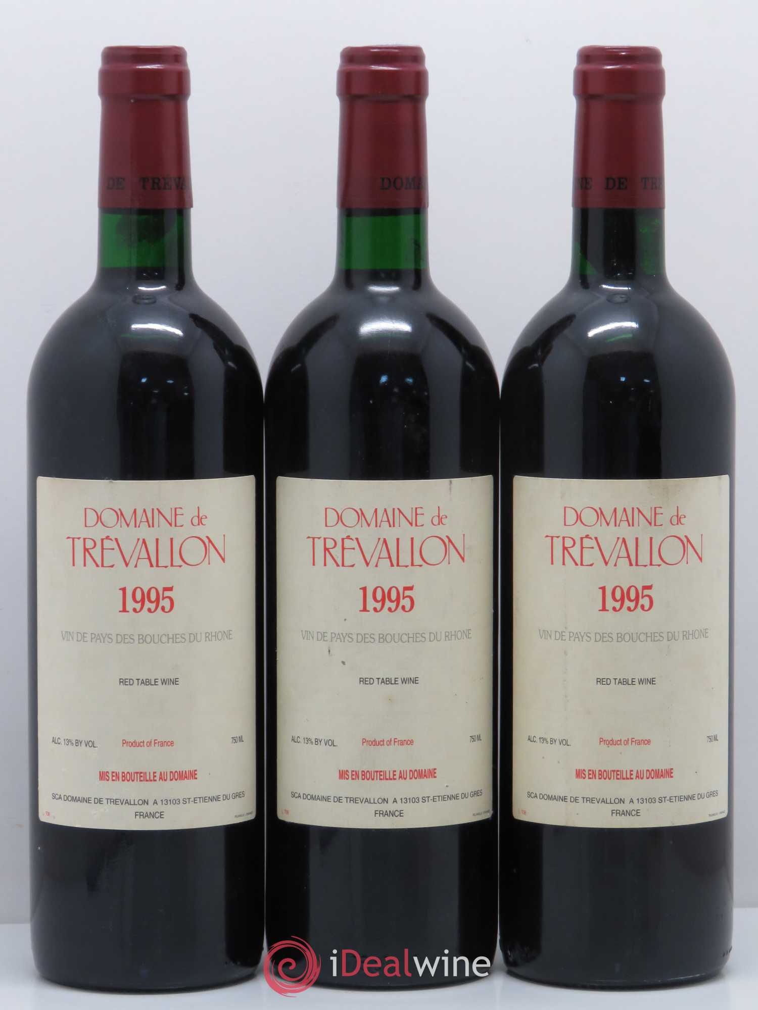 Coteaux d'Aix-en-Provence Trévallon (Domaine de) Eloi Dürrbach 1995 - Lot de 3 bouteilles - 0
