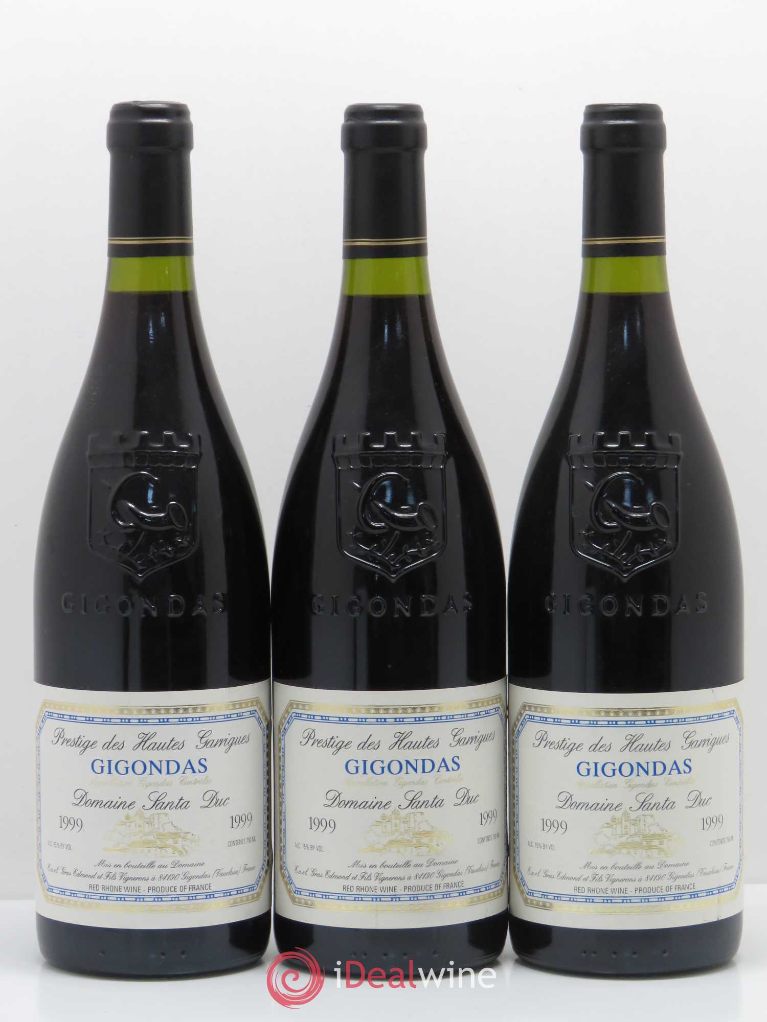 Gigondas Santa Duc (Domaine) Hautes Garrigues Famille Gras 1999 - Lot de 3 bouteilles - 0