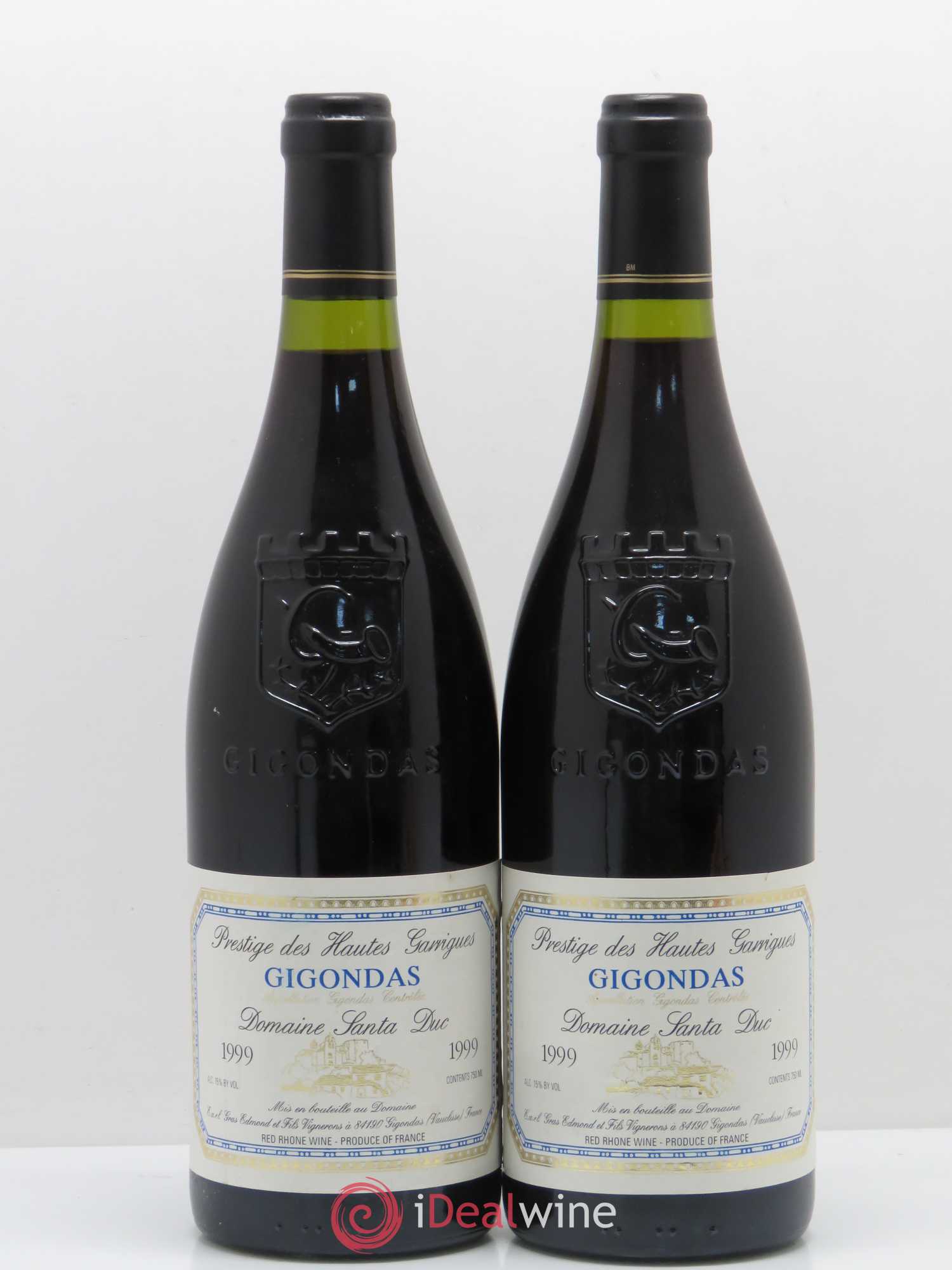 Gigondas Santa Duc (Domaine) Hautes Garrigues Famille Gras 1999 - Lot de 2 bouteilles - 0