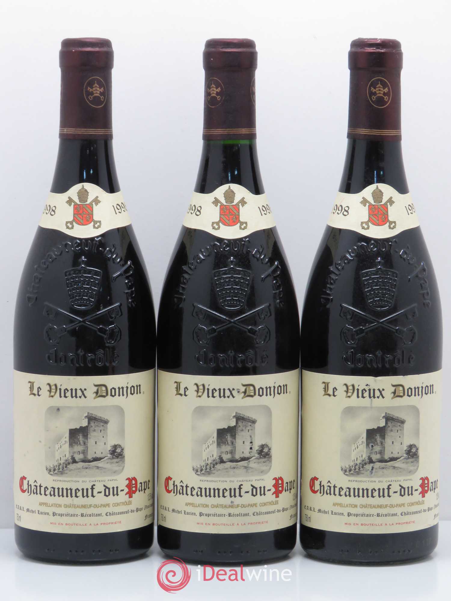 Châteauneuf-du-Pape Le Vieux Donjon Michel Lucien 1998 - Lot de 3 bouteilles - 0