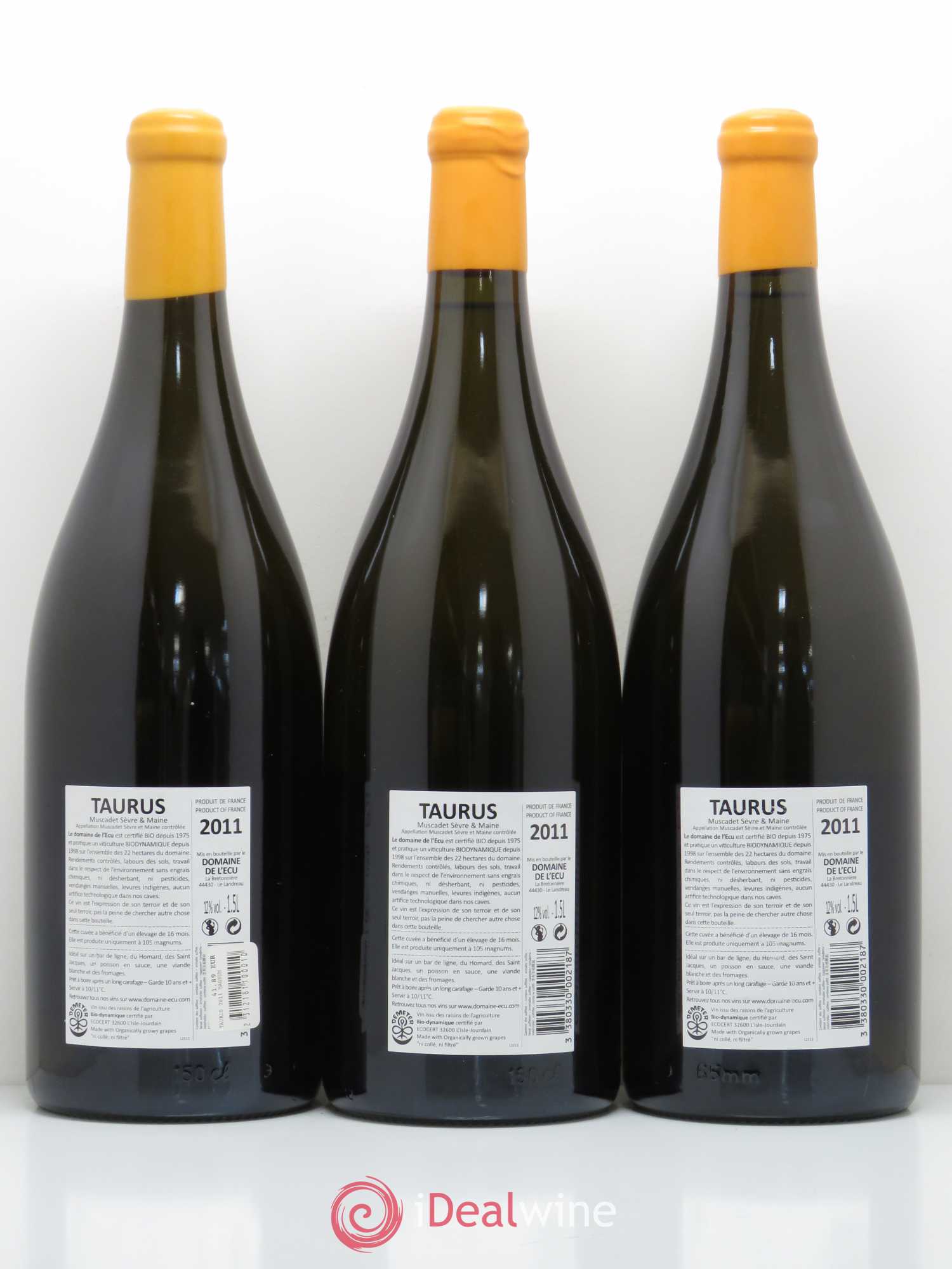 Vin de France (ex-Muscadet-Sèvre-et-Maine) Taurus Domaine de L'Ecu 2011 - Lot de 3 magnums - 1
