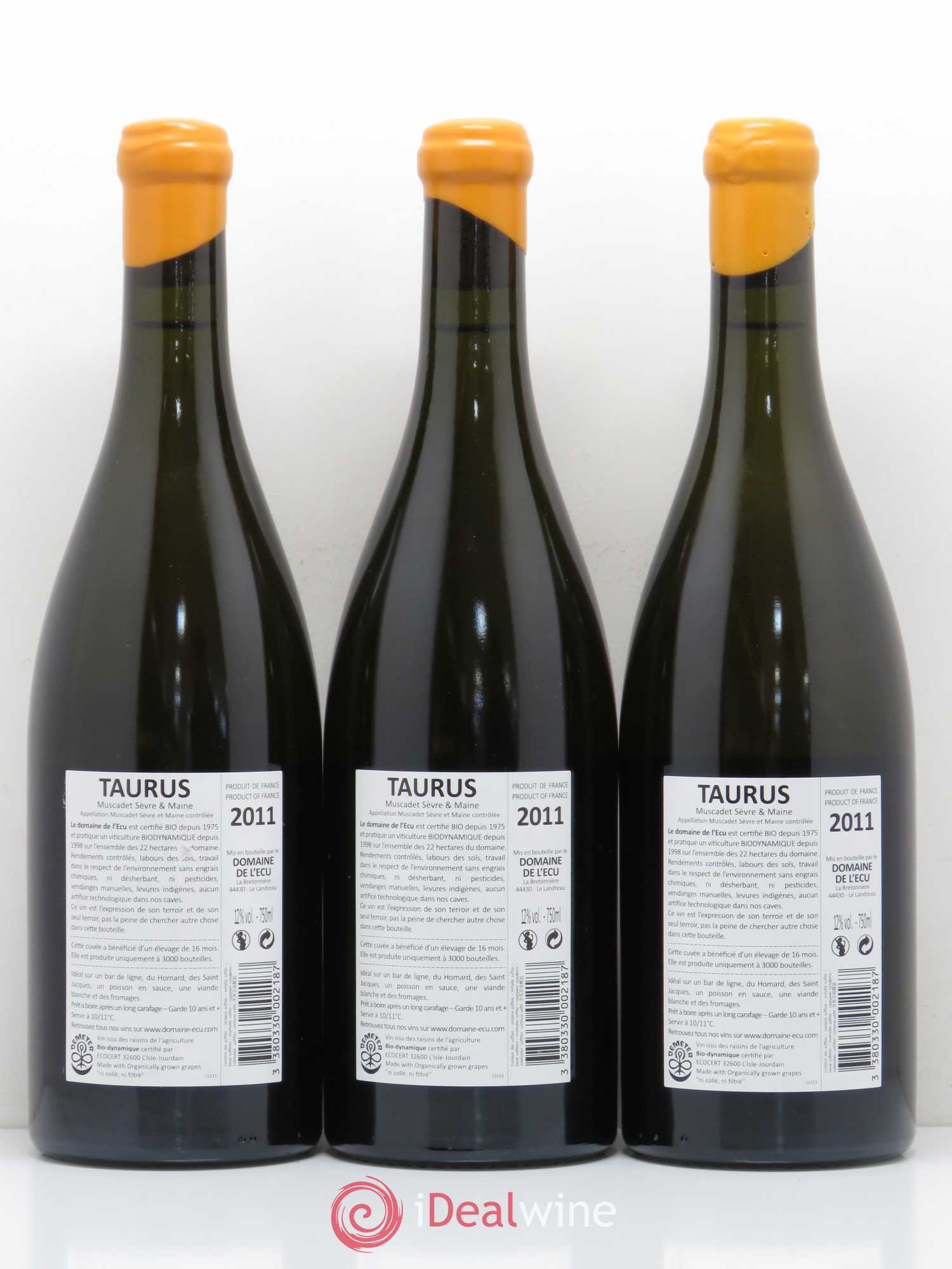 Vin de France (ex-Muscadet-Sèvre-et-Maine) Taurus Domaine de L'Ecu 2011 - Lot de 6 bouteilles - 4