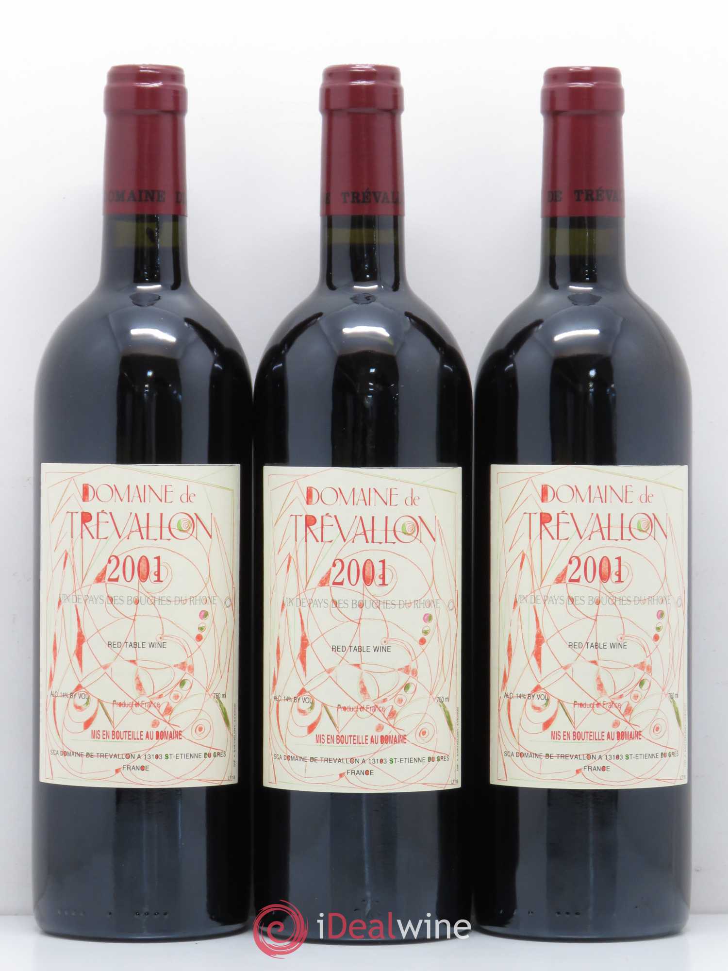 Coteaux d'Aix-en-Provence Trévallon (Domaine de) Eloi Dürrbach 2001 - Lot de 3 bouteilles - 0