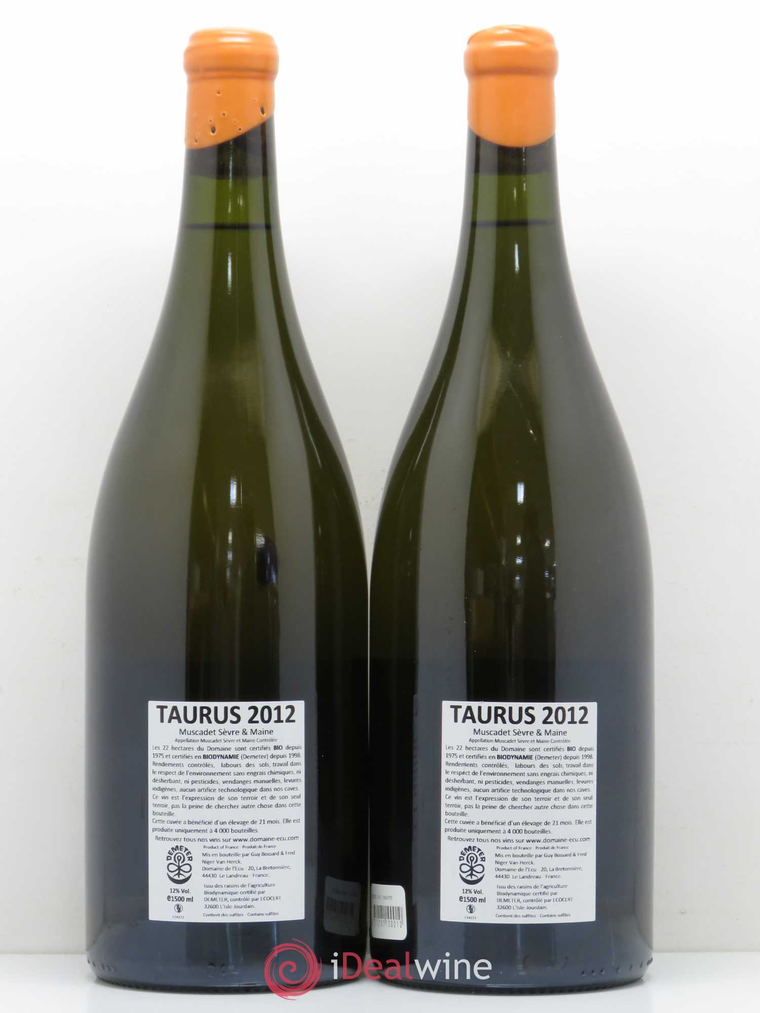Vin de France (ex-Muscadet-Sèvre-et-Maine) Taurus Domaine de L'Ecu 2012 - Lot de 2 magnums - 1