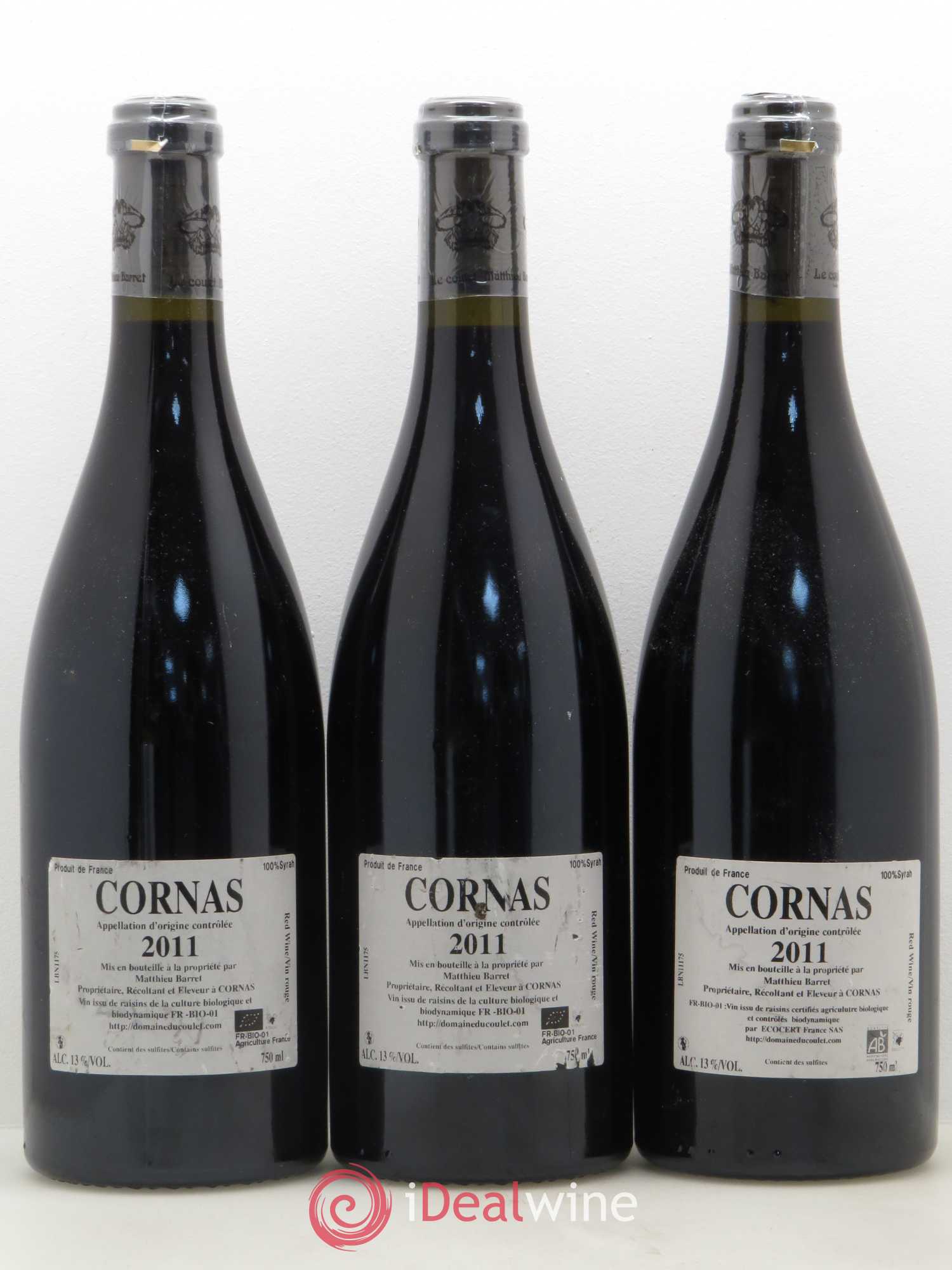 Cornas Billes Noires Coulet (Domaine du) - Matthieu Barret 2011 - Lot de 3 bouteilles - 1
