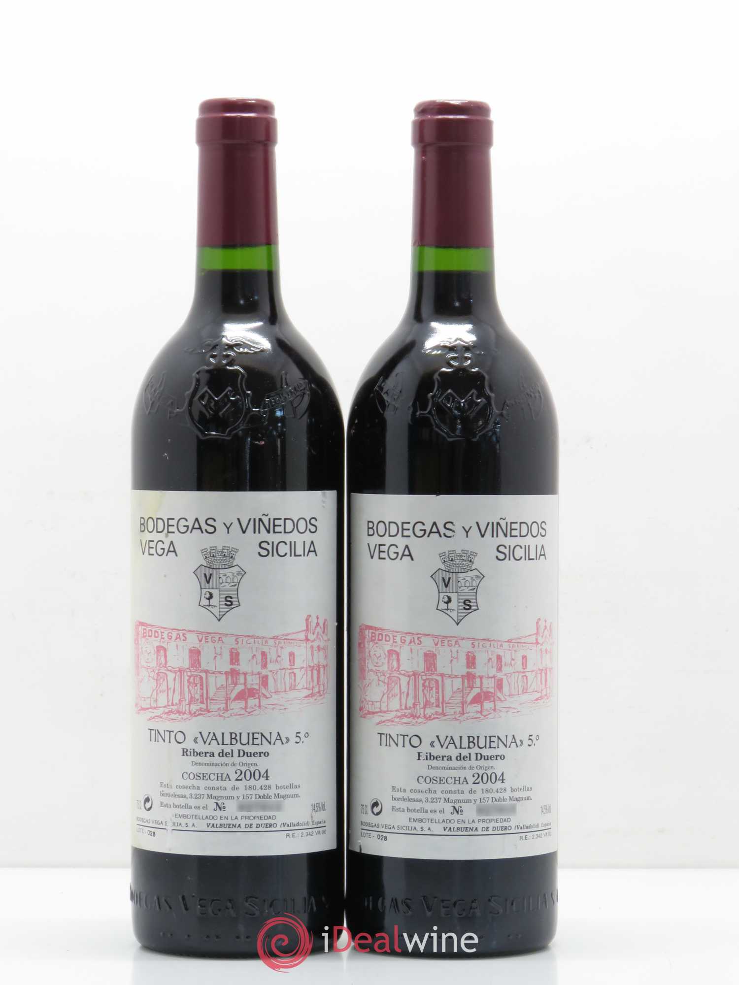 Ribera Del Duero DO Vega Sicilia Valbuena 5 ano Famille Alvarez 2004 - Lot de 2 bouteilles - 0
