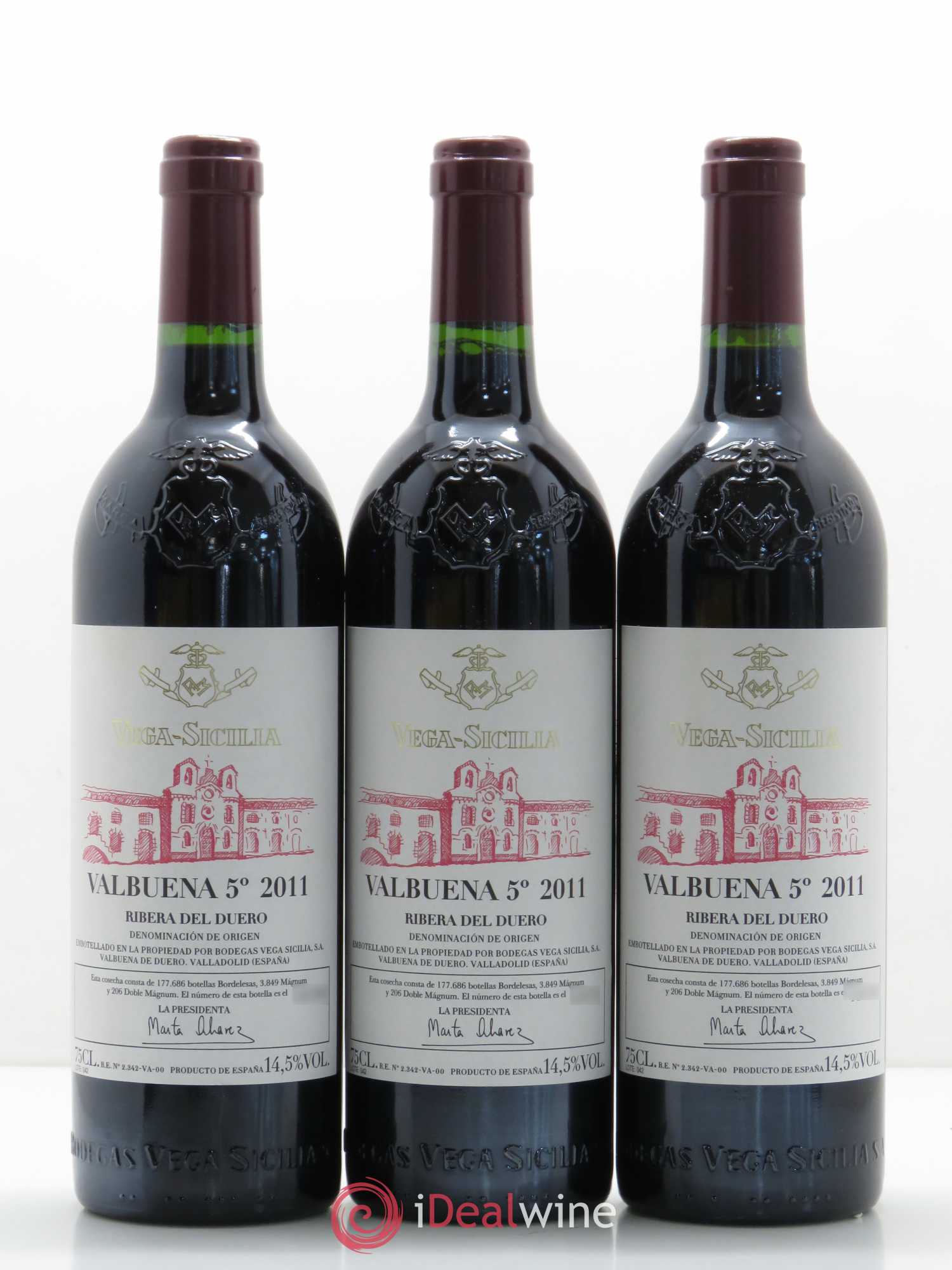 Ribera Del Duero DO Vega Sicilia Valbuena 5 ano Famille Alvarez 2011 - Lot de 6 bouteilles - 1