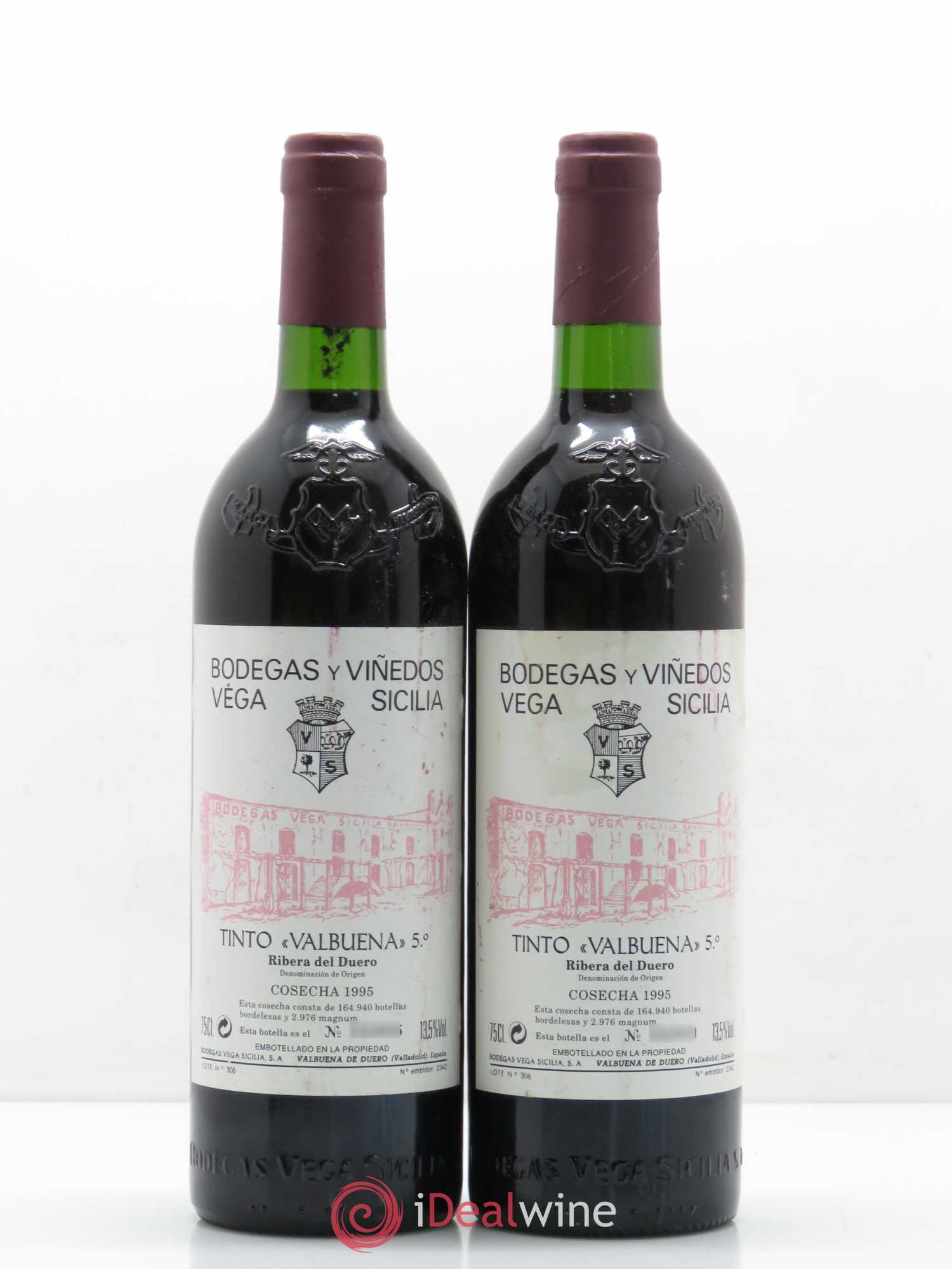 Ribera Del Duero DO Vega Sicilia Valbuena 5 ano Famille Alvarez 1995 - Lot de 2 bouteilles - 0
