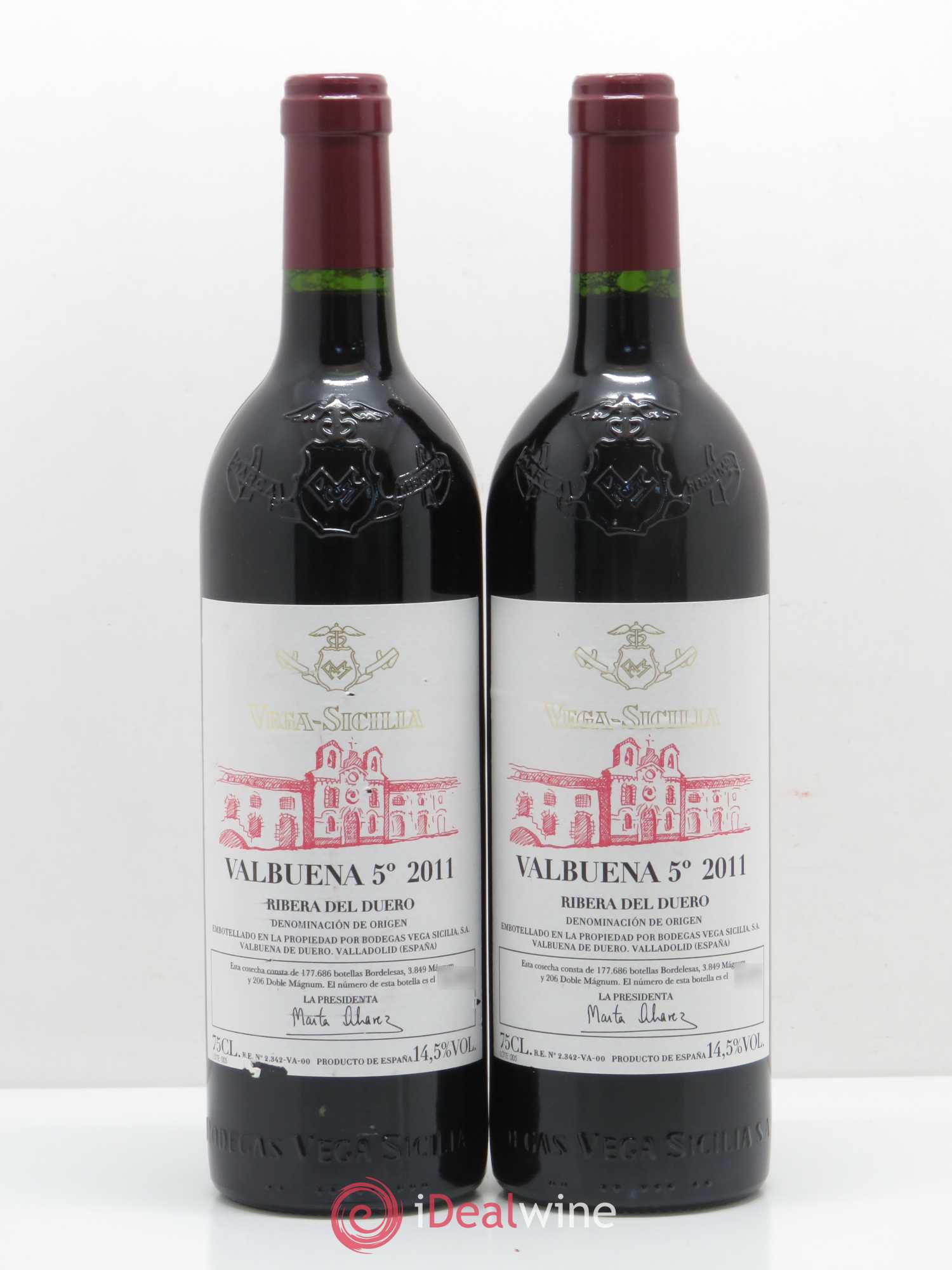 Ribera Del Duero DO Vega Sicilia Valbuena 5 ano Famille Alvarez 2011 - Lot de 2 bouteilles - 0