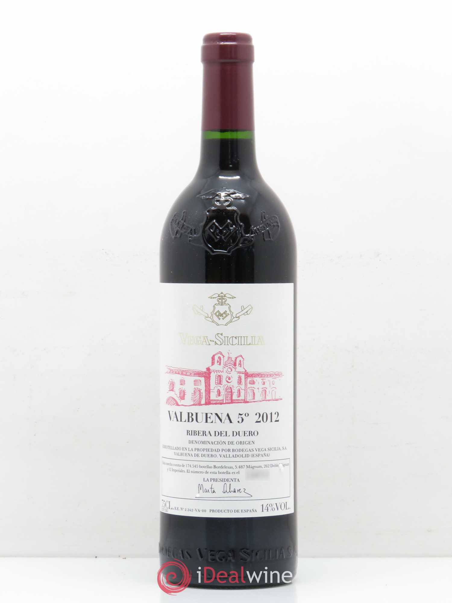 Ribera Del Duero DO Vega Sicilia Valbuena 5 ano Famille Alvarez 2012 - Lot de 1 bouteille - 0