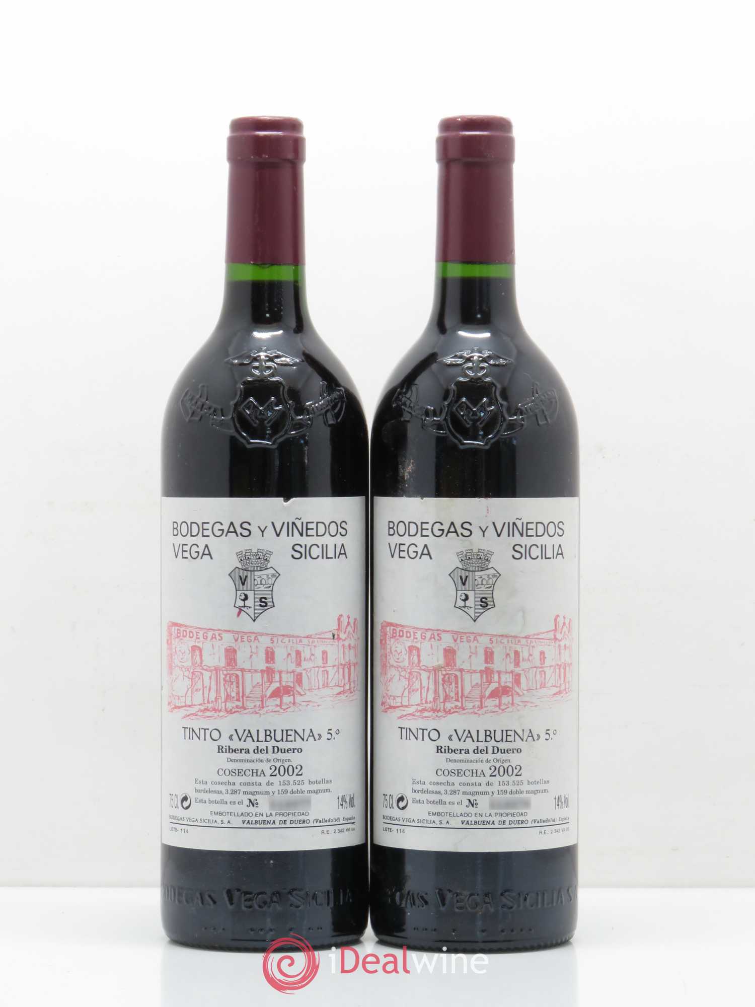 Ribera Del Duero DO Vega Sicilia Valbuena 5 ano Famille Alvarez 2002 - Lot de 2 bouteilles - 0