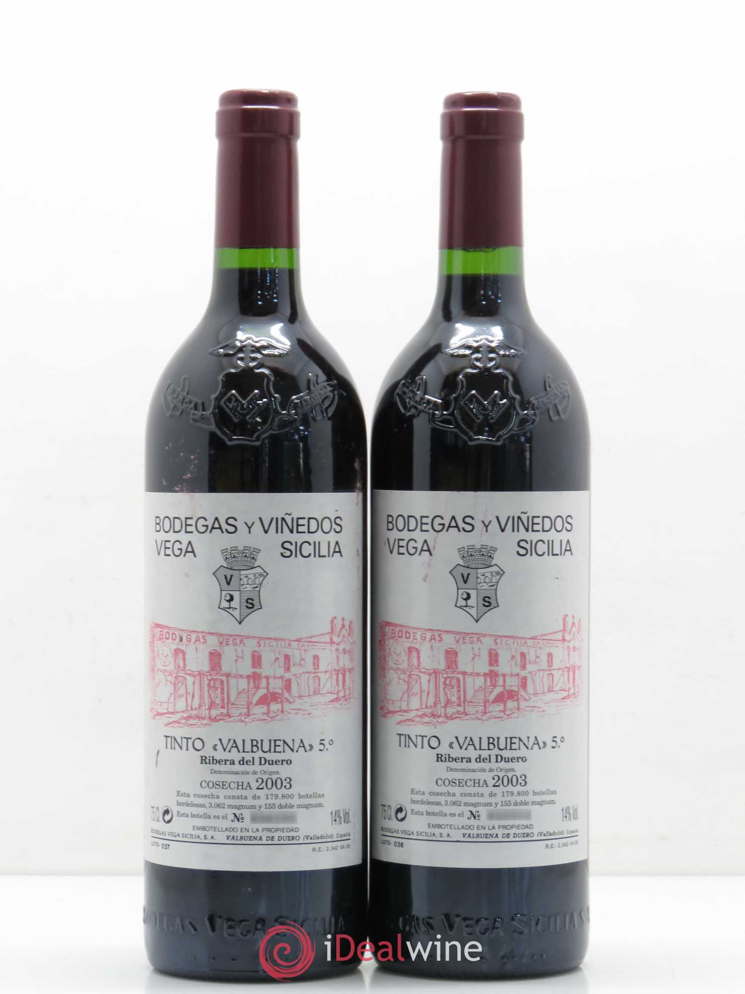 Ribera Del Duero DO Vega Sicilia Valbuena 5 ano Famille Alvarez 2003 - Lot de 2 bouteilles - 0