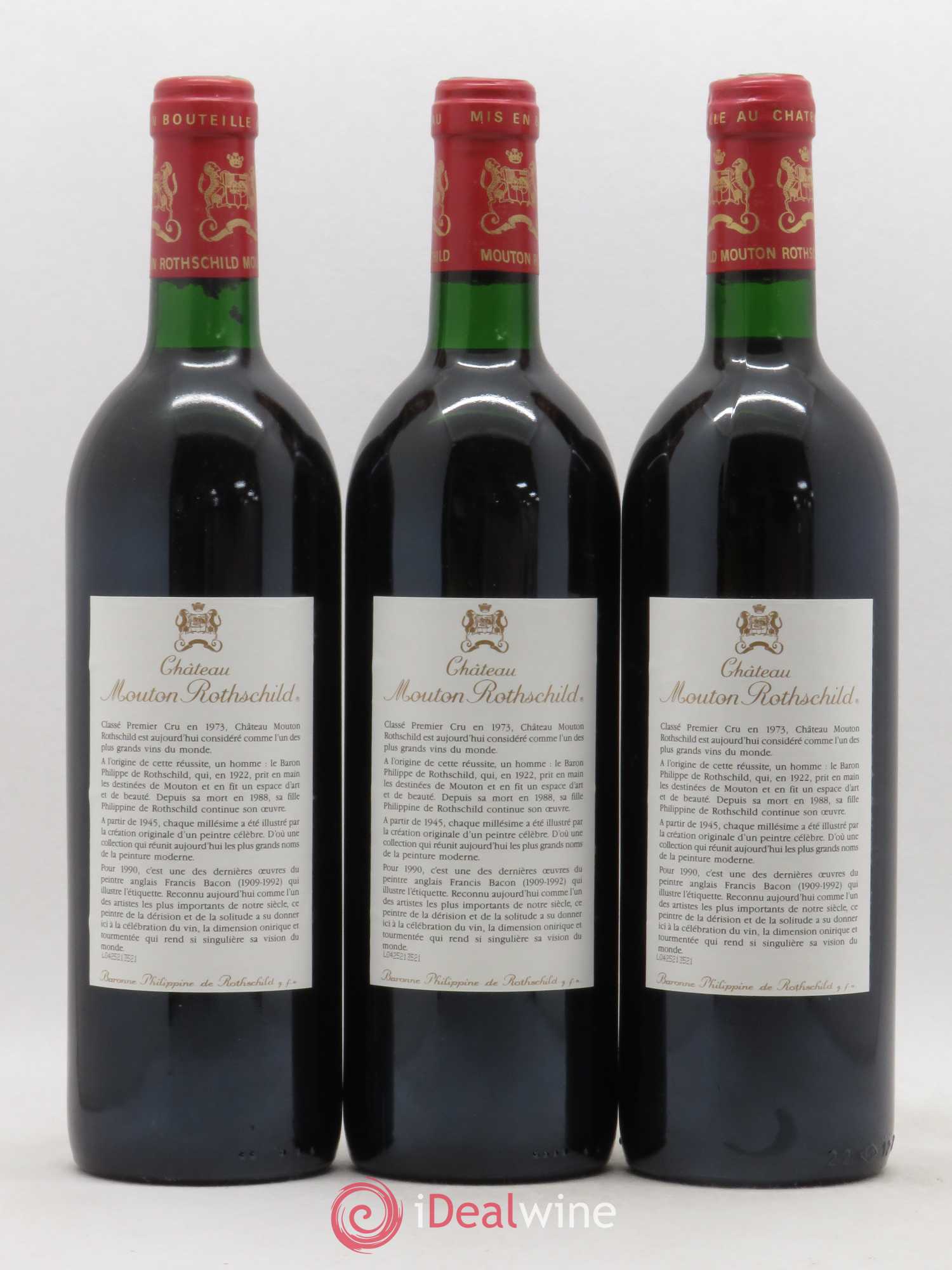 Château Mouton Rothschild 1er Grand Cru Classé 1990 - Lot de 3 bouteilles - 1
