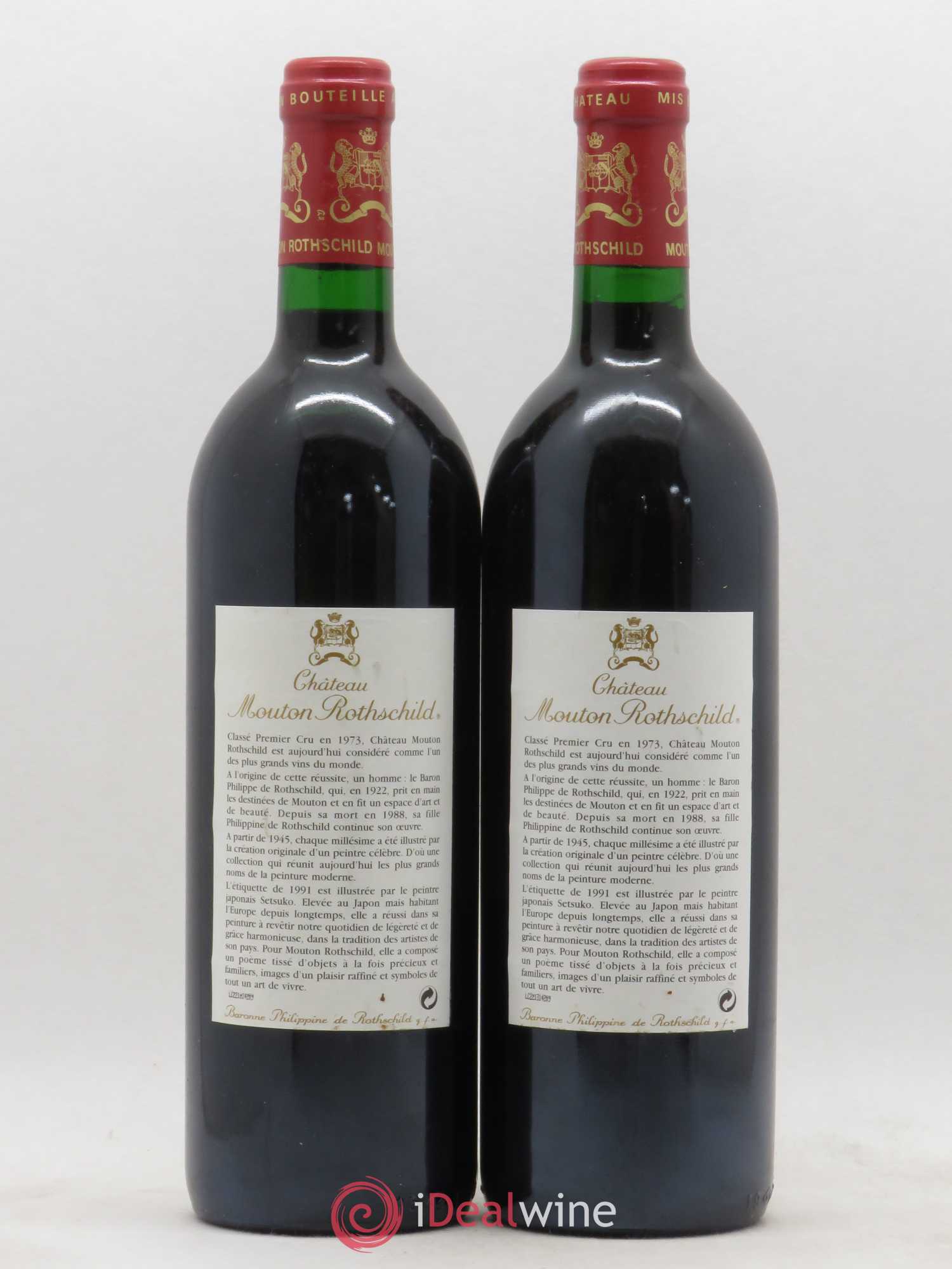 Château Mouton Rothschild 1er Grand Cru Classé 1991 - Lot de 2 bouteilles - 1