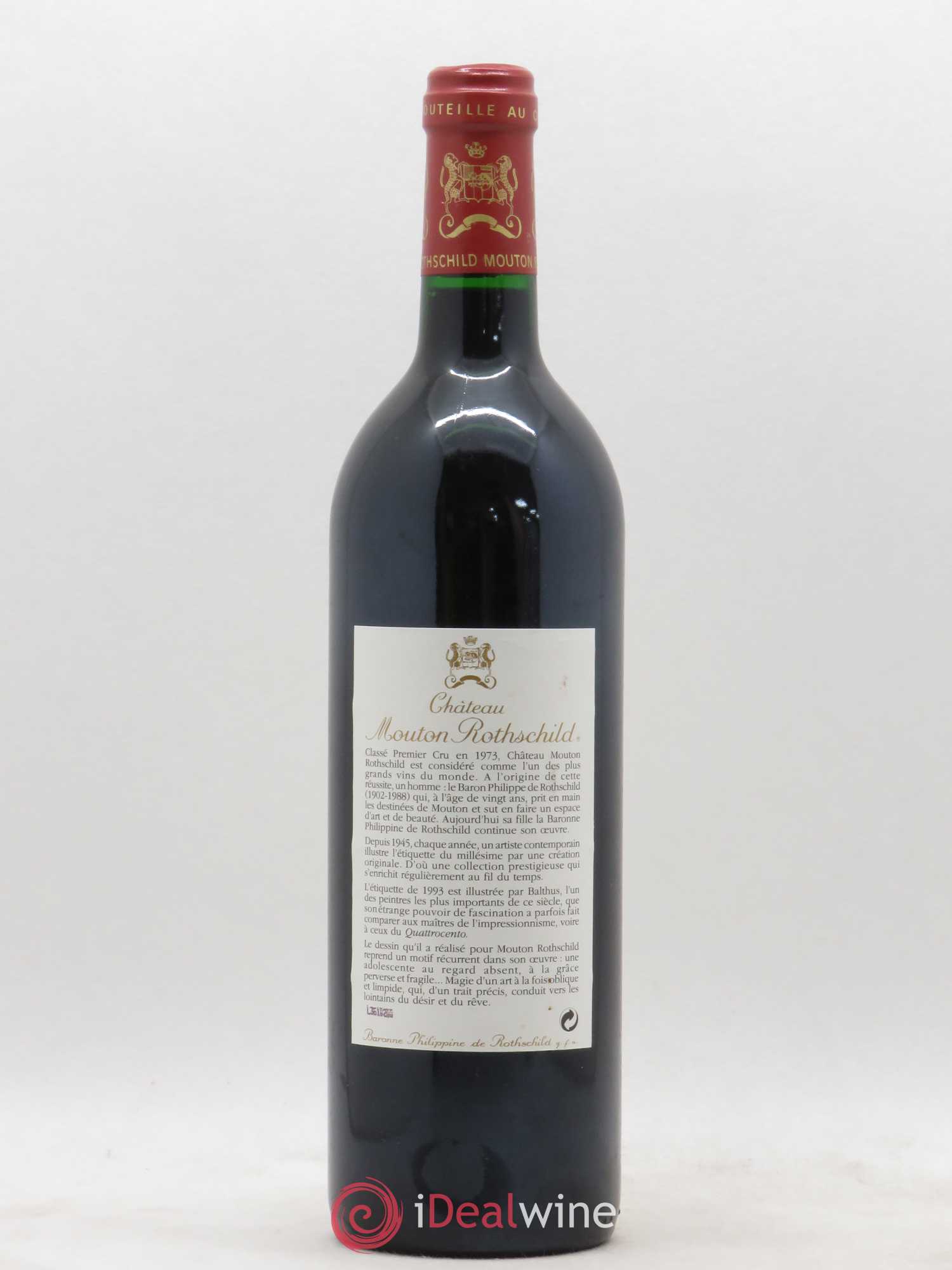 Château Mouton Rothschild 1er Grand Cru Classé 1993 - Lot de 1 bouteille - 1