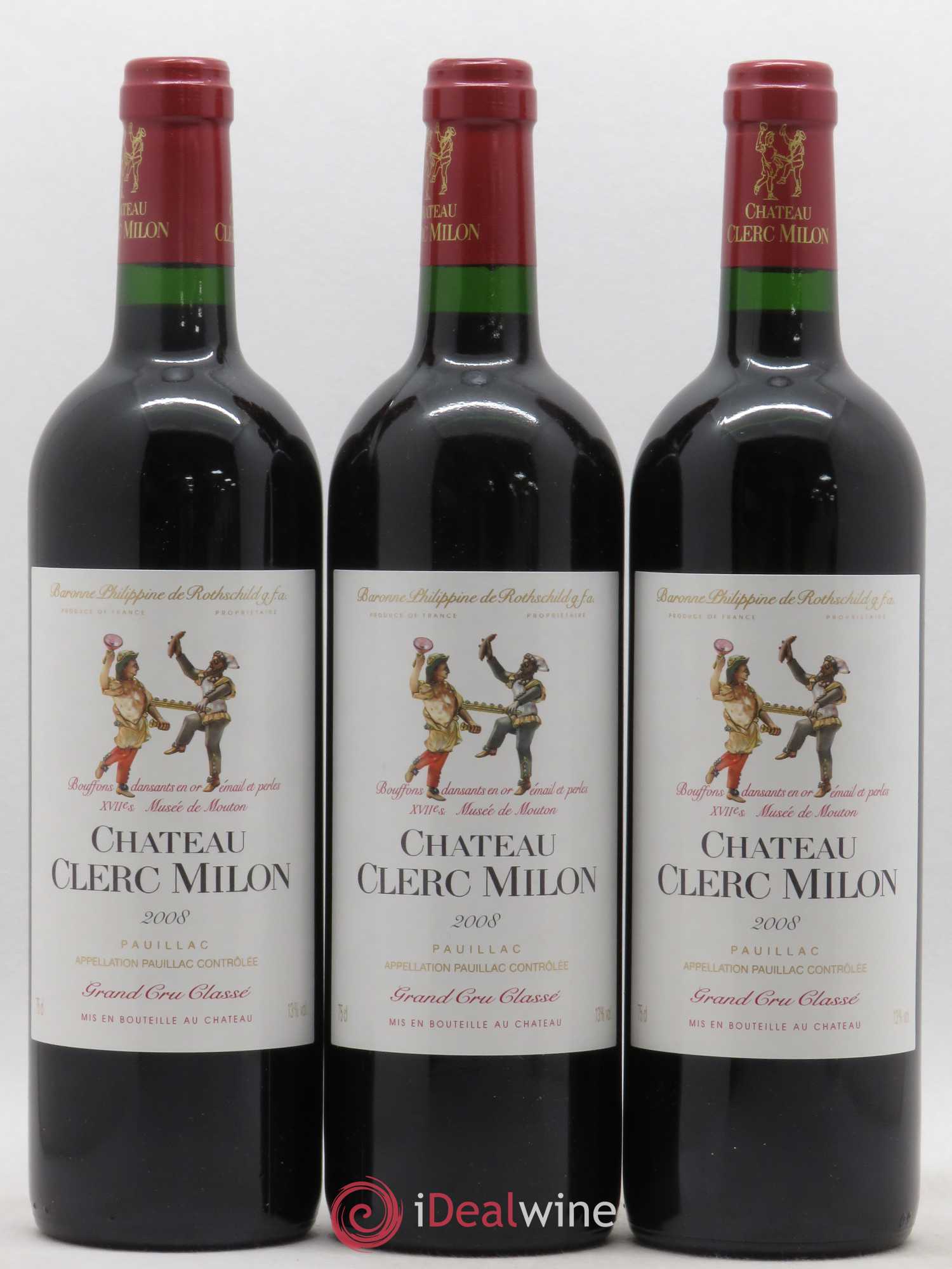 Château Clerc Milon 5ème Grand Cru Classé 2008 - Lot de 3 bouteilles - 0