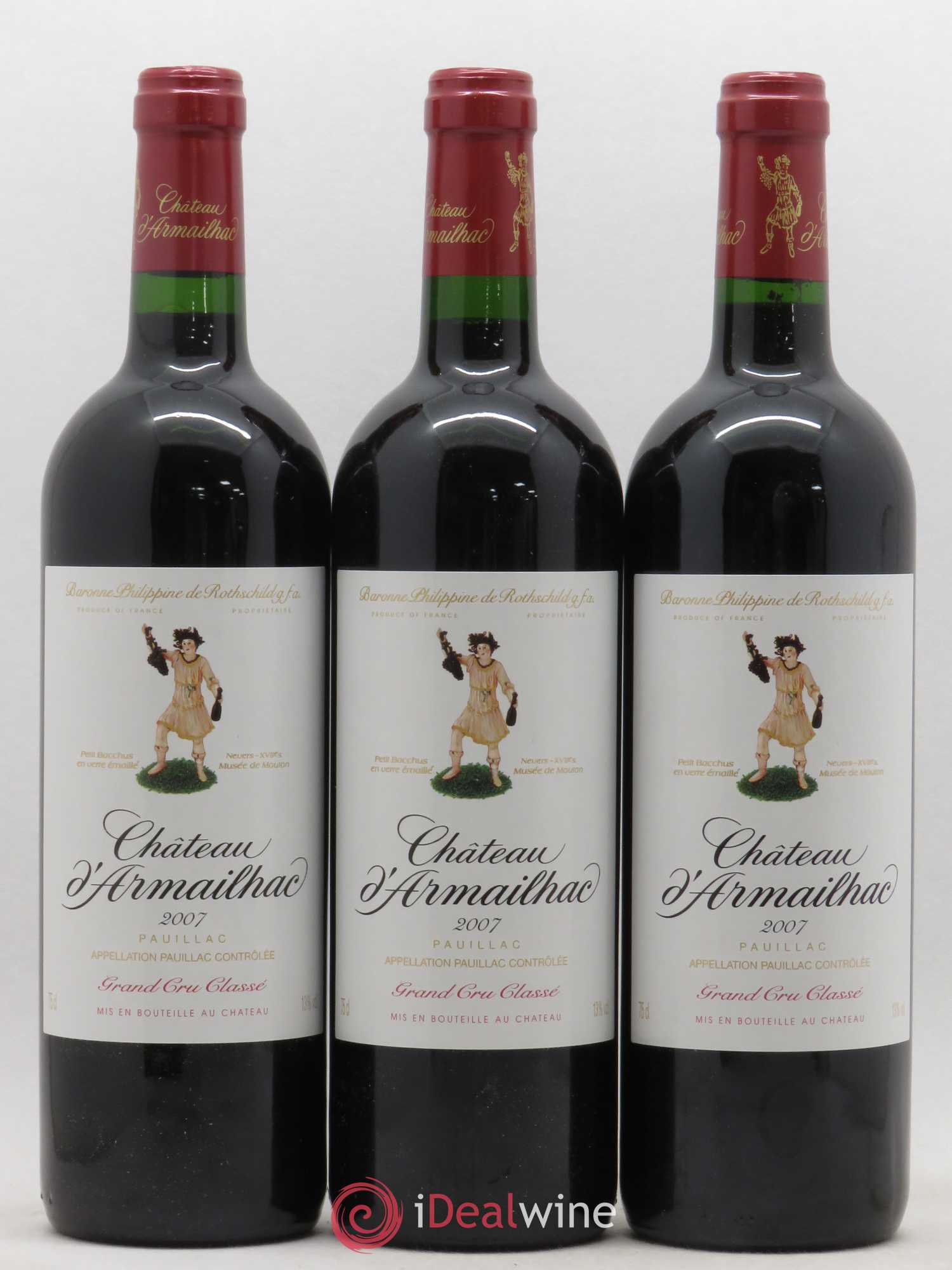 Château d' Armailhac - Mouton Baron(ne) Philippe 5ème Grand Cru Classé 2007 - Lot de 3 bouteilles - 0