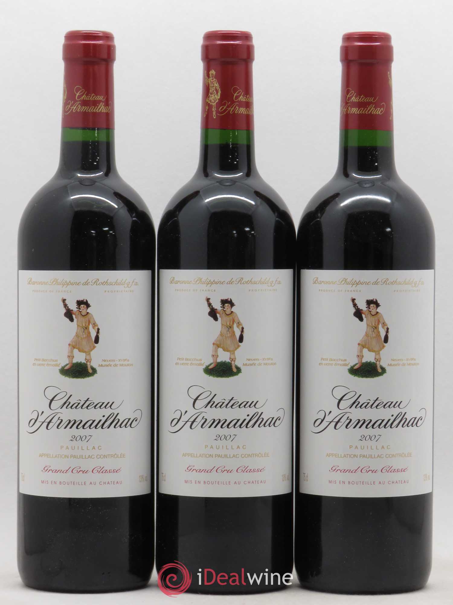 Château d' Armailhac - Mouton Baron(ne) Philippe 5ème Grand Cru Classé 2007 - Lot de 3 bouteilles - 0