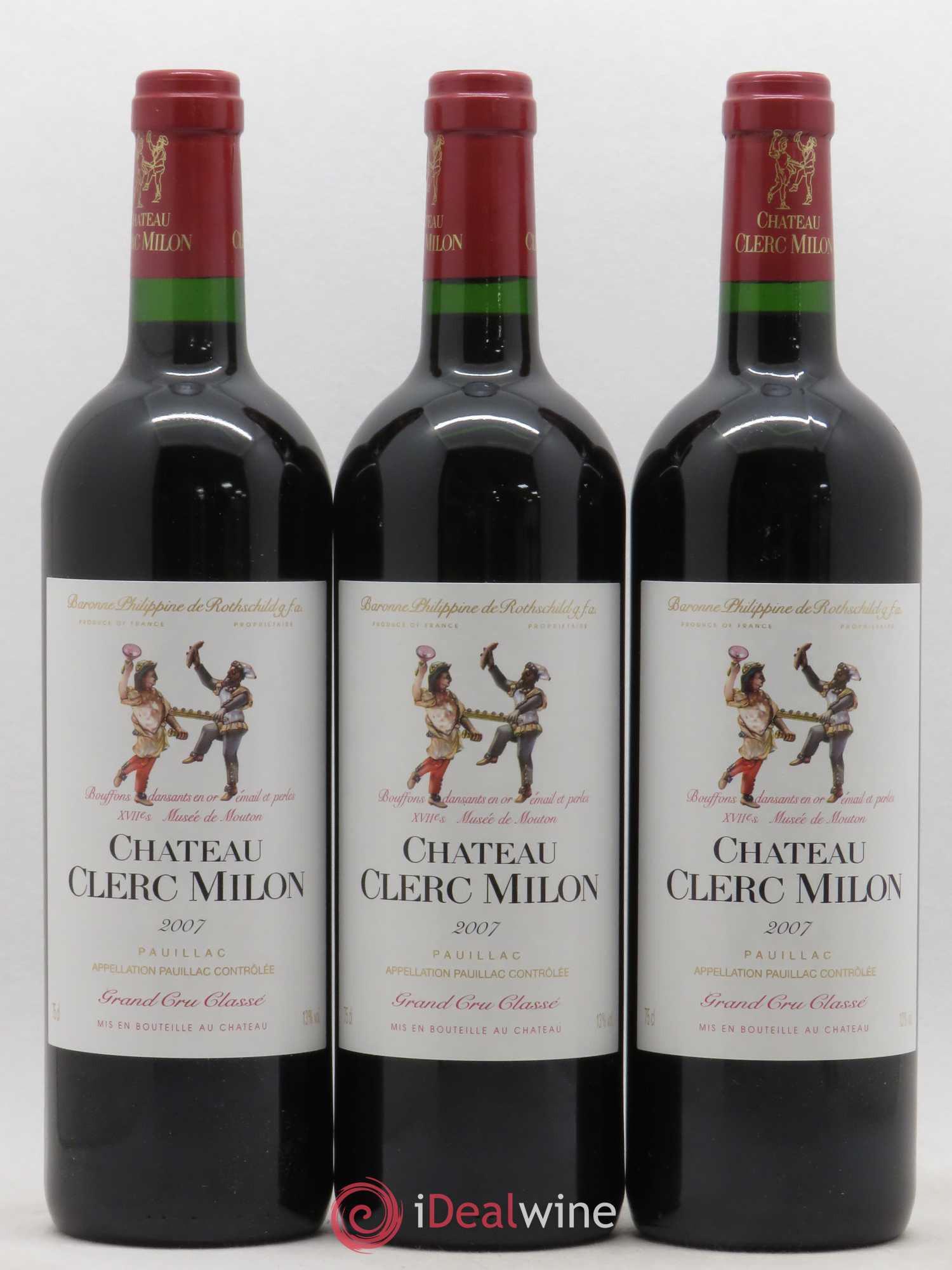 Château Clerc Milon 5ème Grand Cru Classé 2007 - Lot de 3 bouteilles - 0