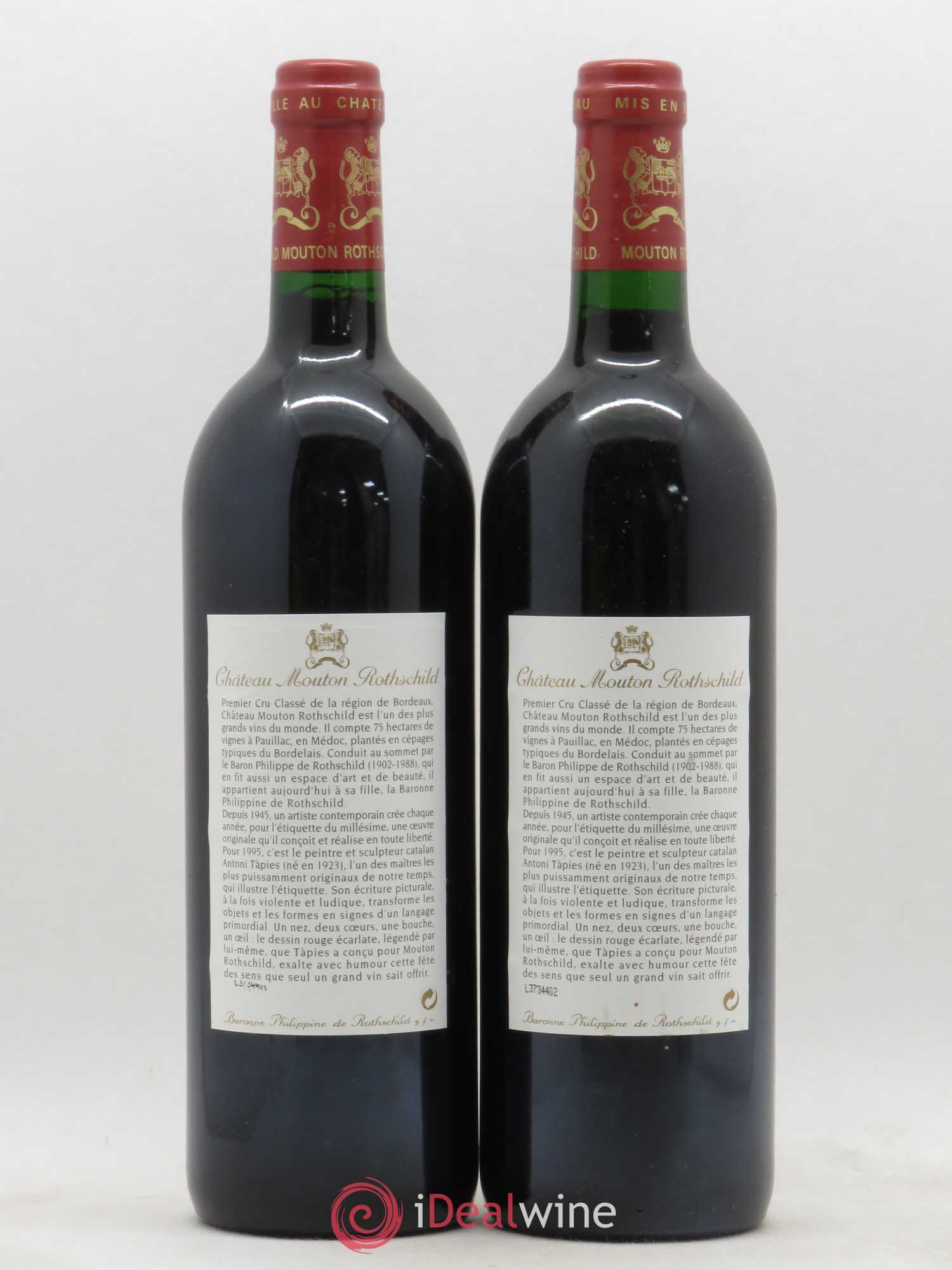 Château Mouton Rothschild 1er Grand Cru Classé 1995 - Lot de 2 bouteilles - 1